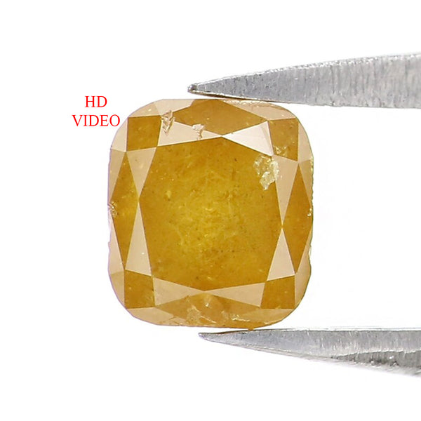 Natural Loose Cushion Yellow Color Diamond 0.84 CT 5.11 MM Cushion Shape Rose Cut Diamond KR689