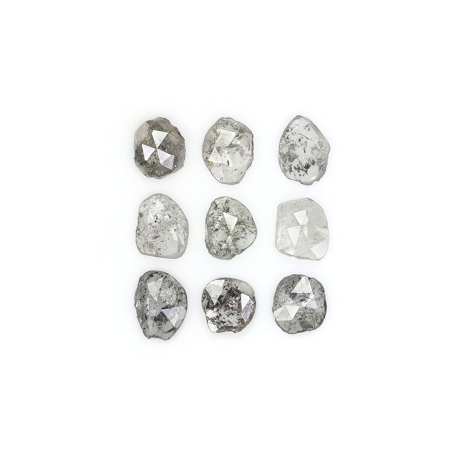 0.97 CT Natural Loose Slice Shape Diamond Salt And Pepper Slice Cut Diamond 4.15 MM Natural Black Grey Color Slice Rose Cut Diamond NQ2133