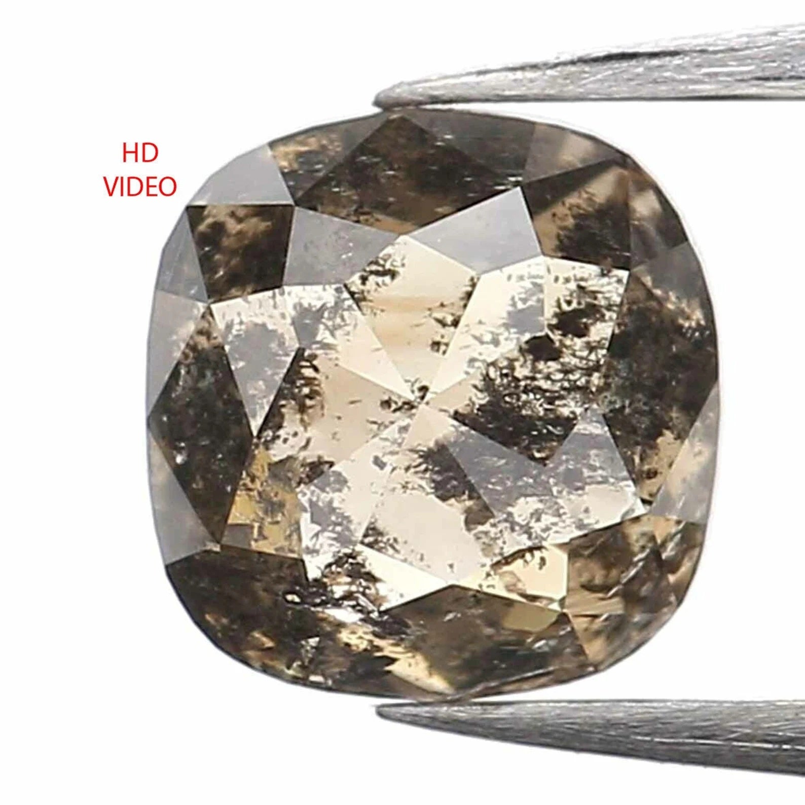 0.85 Ct Natural Loose Cushion Shape Diamond Salt And Pepper Cushion Cut Diamond 5.35 MM Natural Loose Diamond Cushion Rose Cut Diamond QN709