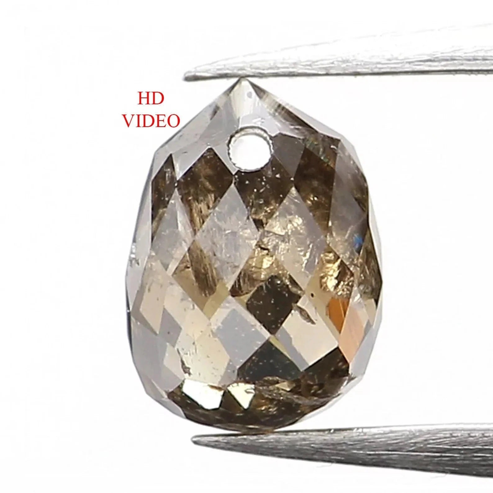 0.68 CT Natural Loose Drop Shape Diamond Brown Color Briolette Cut Diamond 5.15 MM Natural Brown Color Briolette Rose Cut Diamond NQ854