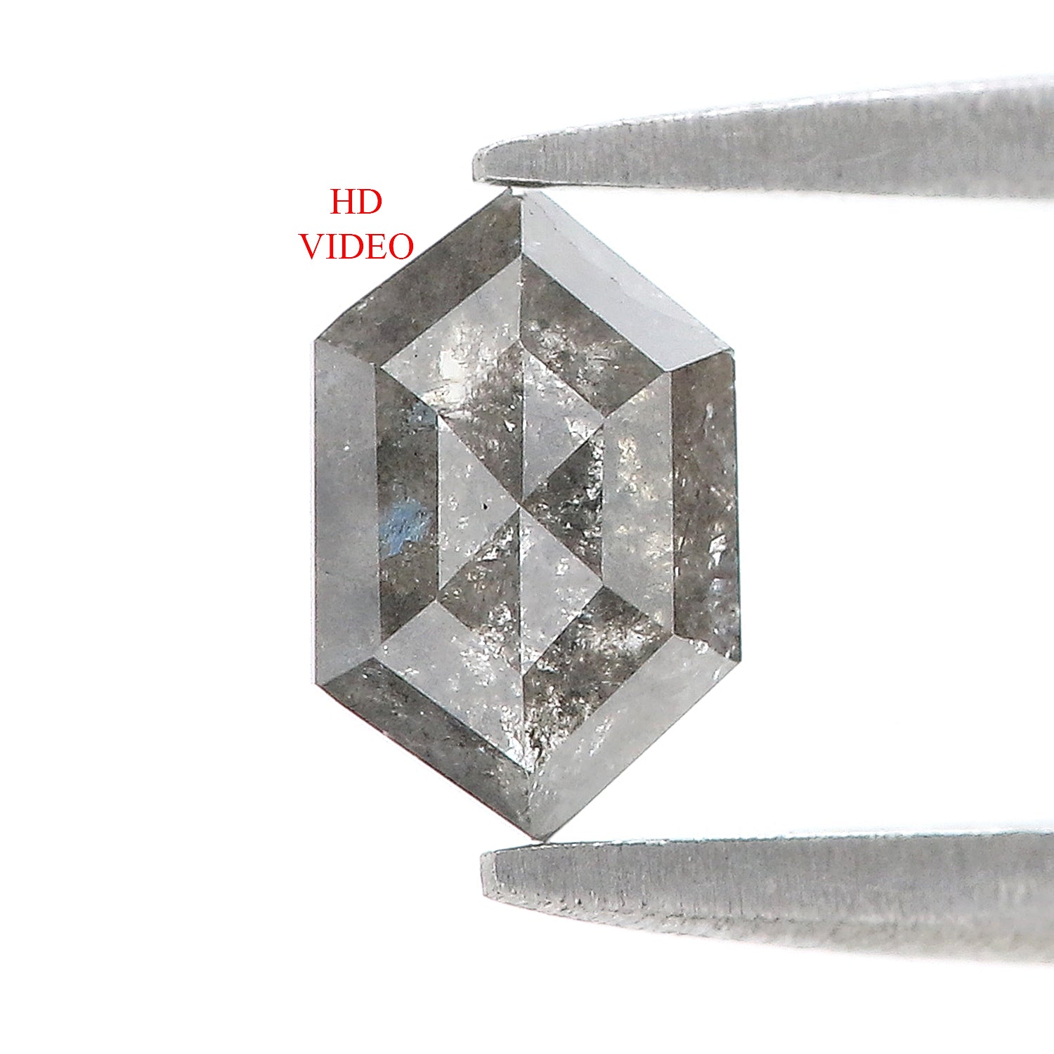 0.70 CT Natural Loose Hexagon Shape Diamond Salt And Pepper Hexagon Cut Diamond 7.05 MM Natural Black Grey Hexagon Rose Cut Diamond QL8153