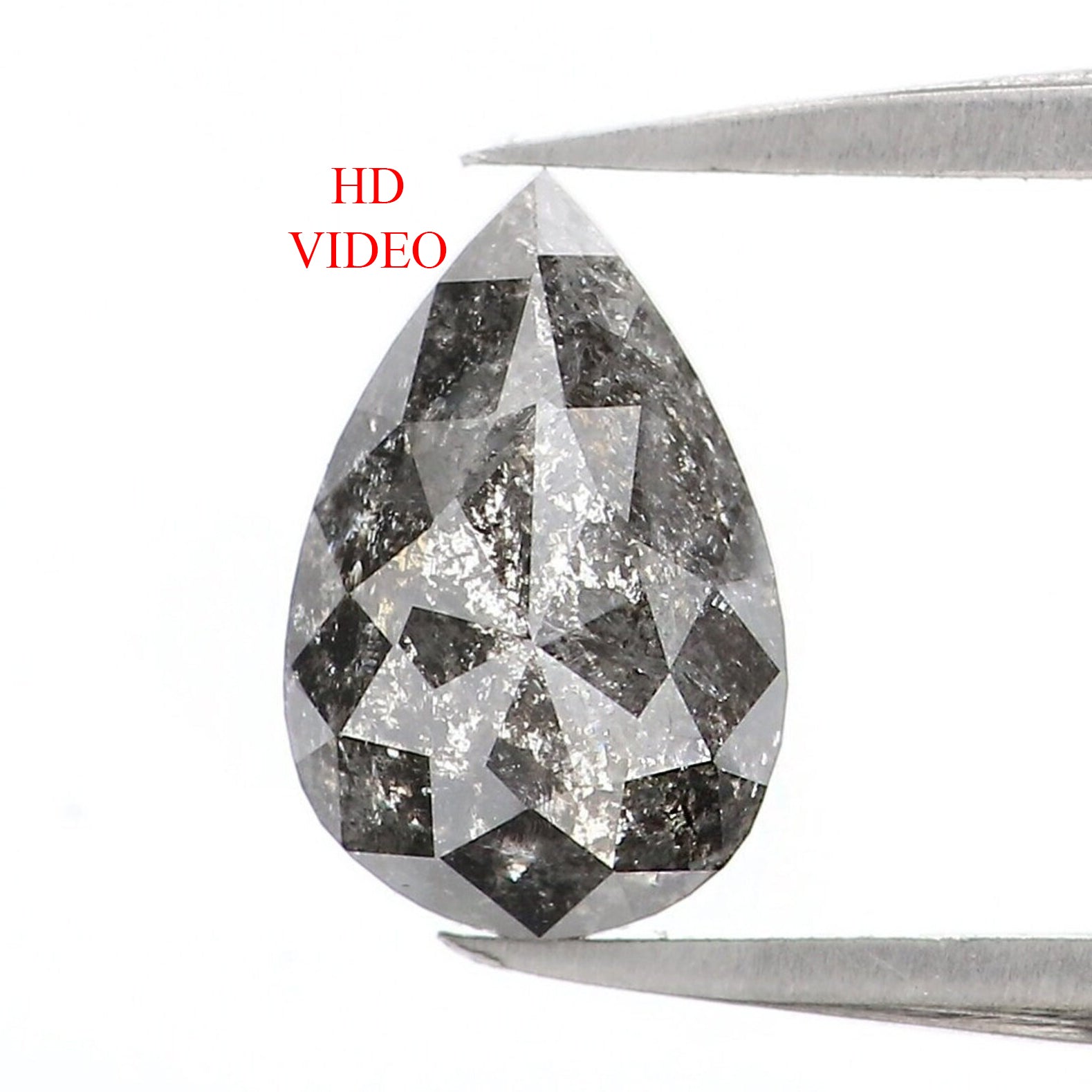 0.63 CT Natural Loose Pear Shape Diamond Salt And Pepper Pear Rose Cut Diamond 6.80 MM Black Grey Color Pear Shape Rose Cut Diamond QK2397