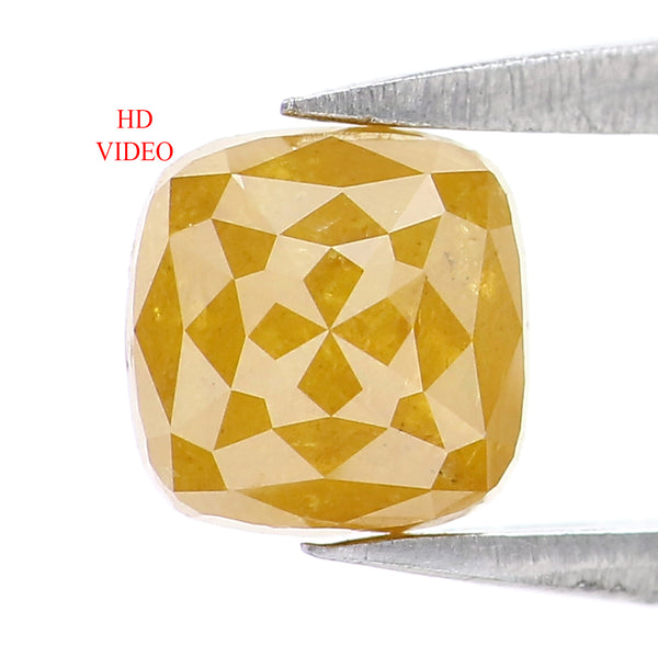 Natural Loose Cushion Diamond, Yellow Color Diamond, Natural Loose Diamond, Cushion Rose Cut Diamond, 1.21 CT Cushion Shape Diamond L9239