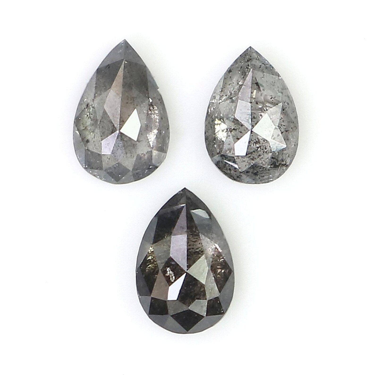 0.62 CT Natural Loose Pear Shape Diamond Salt And Pepper Pear Cut Diamond 4.60 MM Black Grey Color Pear Shape Rose Cut Diamond QN1580