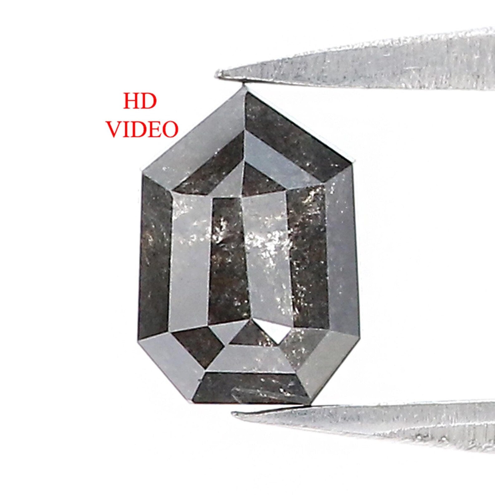 0.98 CT Natural Loose Shield Shape Diamond Salt And Pepper Shield Diamond 6.80 MM Natural Black Grey Color Shield Rose Cut Diamond QN9345