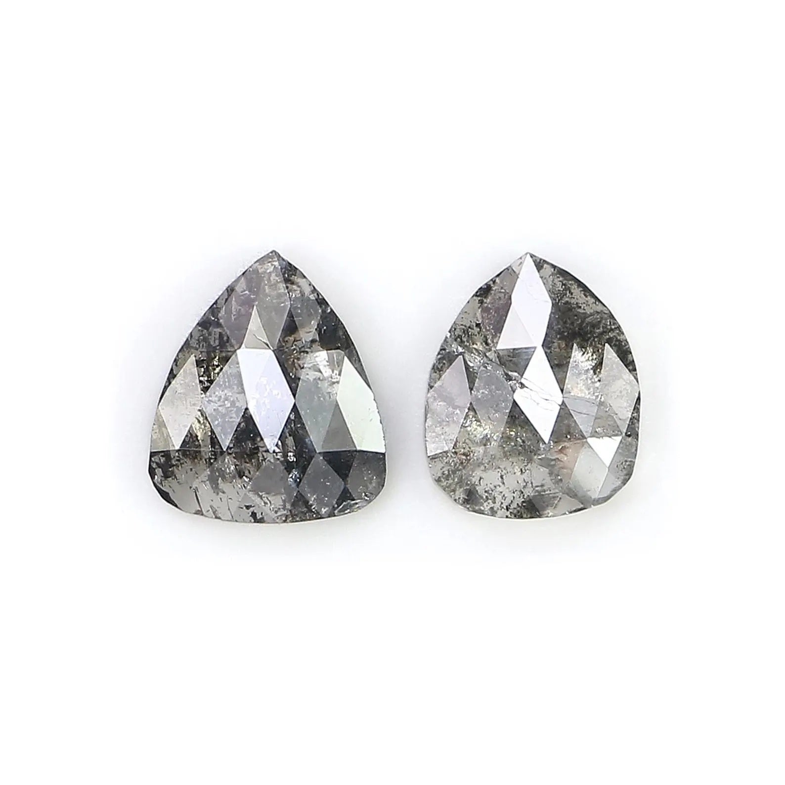 0.93 CT Natural Loose Pear Shape Pair Diamond Salt And Pepper Pear Diamond 6.30 MM Natural Black Gray Color Pear Rose Cut Diamond NQ8434