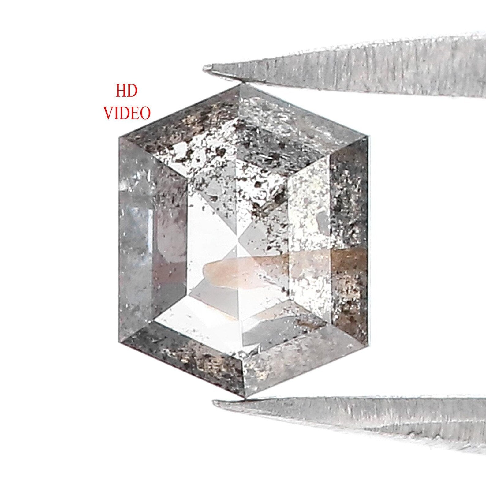 0.64 CT Natural Loose Hexagon Shape Diamond Salt And Pepper Hexagon Cut Diamond 6.00 MM Natural Loose Hexagon Shape Rose Cut Diamond QN1439