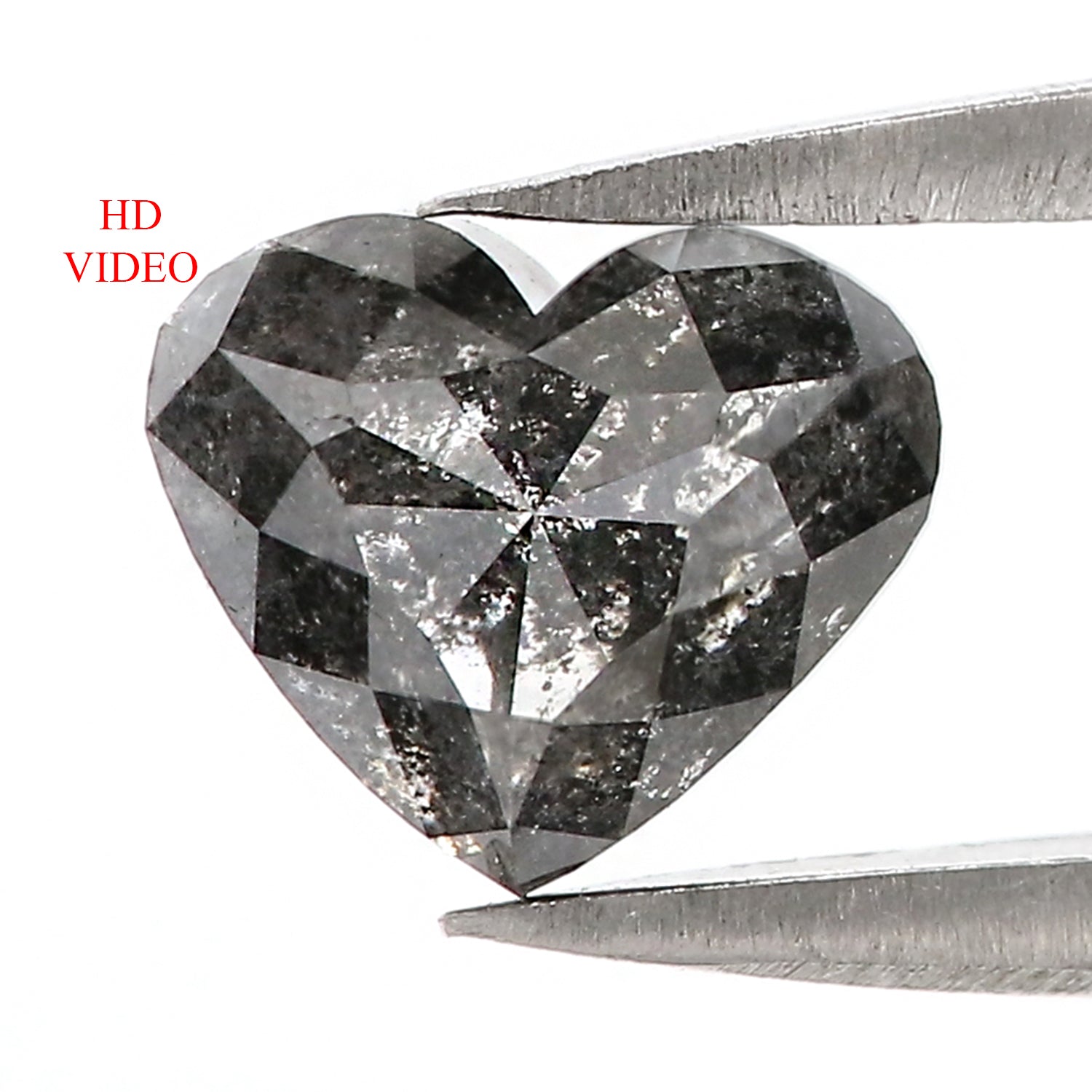 1.39 CT Natural Loose Heart Shape Diamond Salt And Pepper Heart Shape Diamond 6.20 MM Natural Black Grey Color Heart Rose Cut Diamond LQ3038