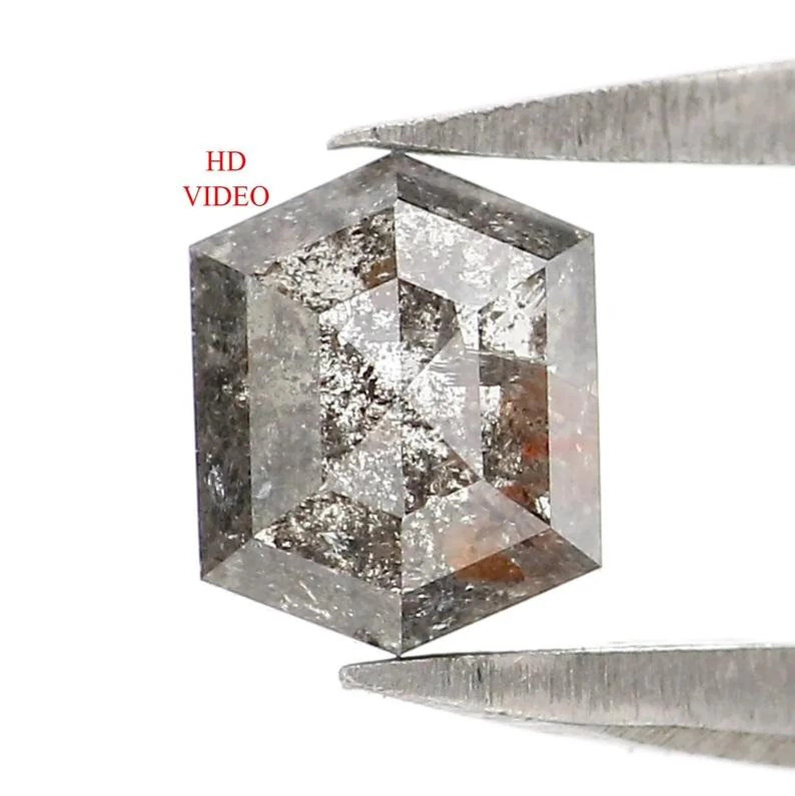 0.40 CT Natural Loose Hexagon Cut Diamond Salt And Pepper Hexagon Diamond 4.80 MM Natural Black Grey Color Hexagon Rose Cut Diamond NQ1179