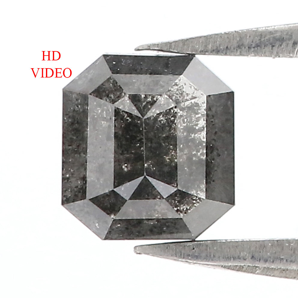 0.70 CT Natural Loose Emerald Shape Diamond Salt And Pepper Emerald Cut Diamond 5.50 MM Natural Black Grey Emerald Rose Cut Diamond QL3129