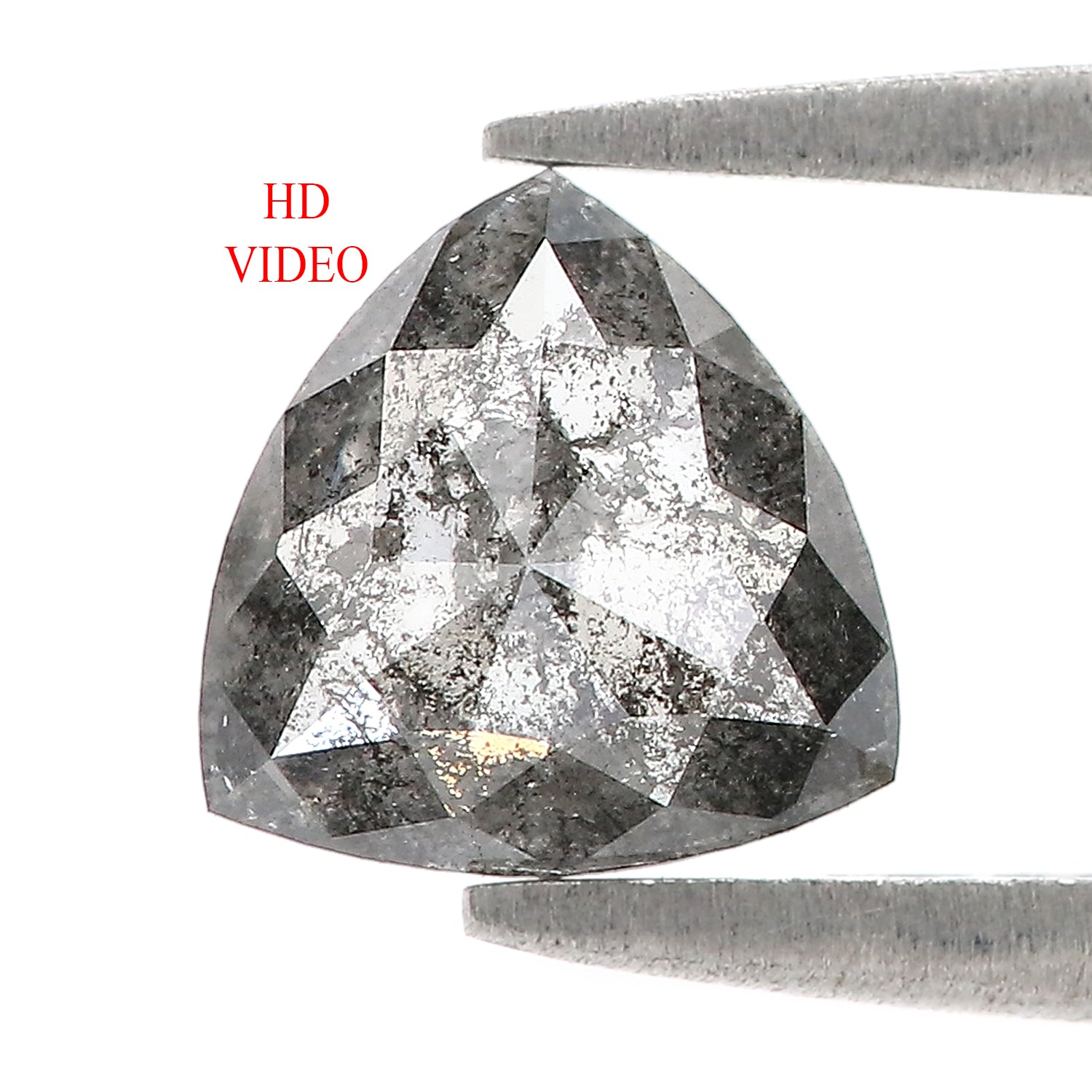 1.12 CT Natural Loose Triangle Shape Diamond Salt And Pepper Triangle Cut Diamond 7.30 MM Natural Black Grey Color Triangle Diamond L3614