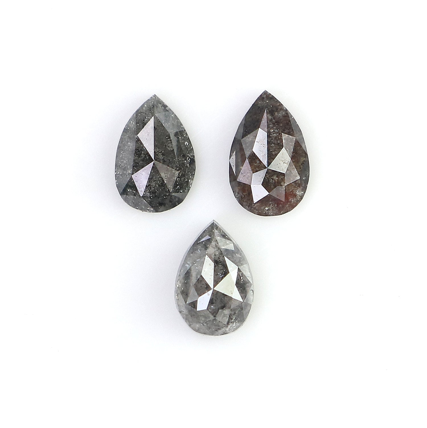 0.55 CT Natural Loose Pear Shape Diamond Salt And Pepper Pear Cut Diamond 4.50 MM Natural Black Grey Color Pear Rose Cut Diamond LQ2790