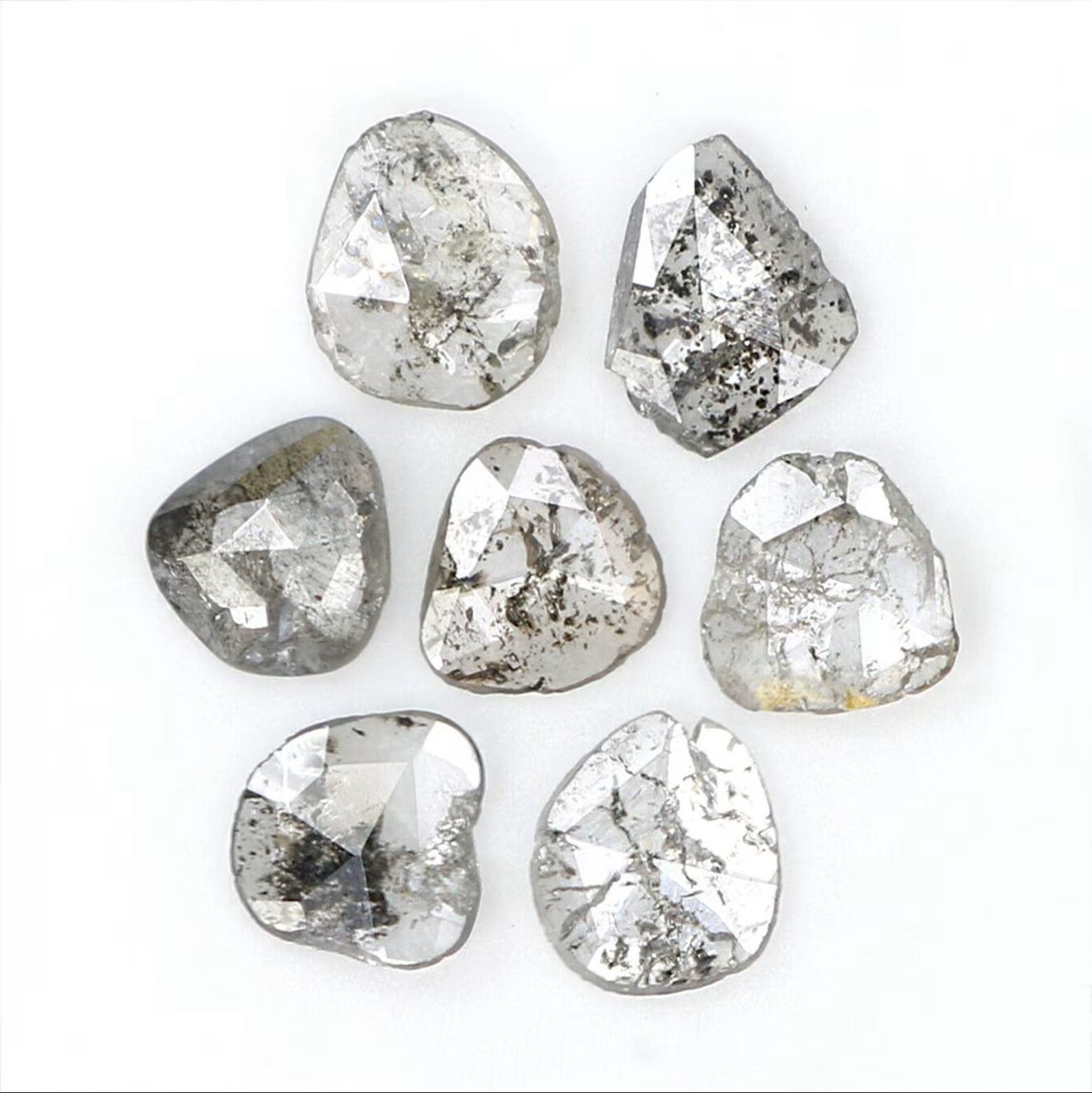 0.84 CT Natural Loose Slice Shape Diamond Salt And Pepper Slice Cut Diamond 3.65 MM Black Grey Color Slice Shape Rose Cut Diamond NQ1646