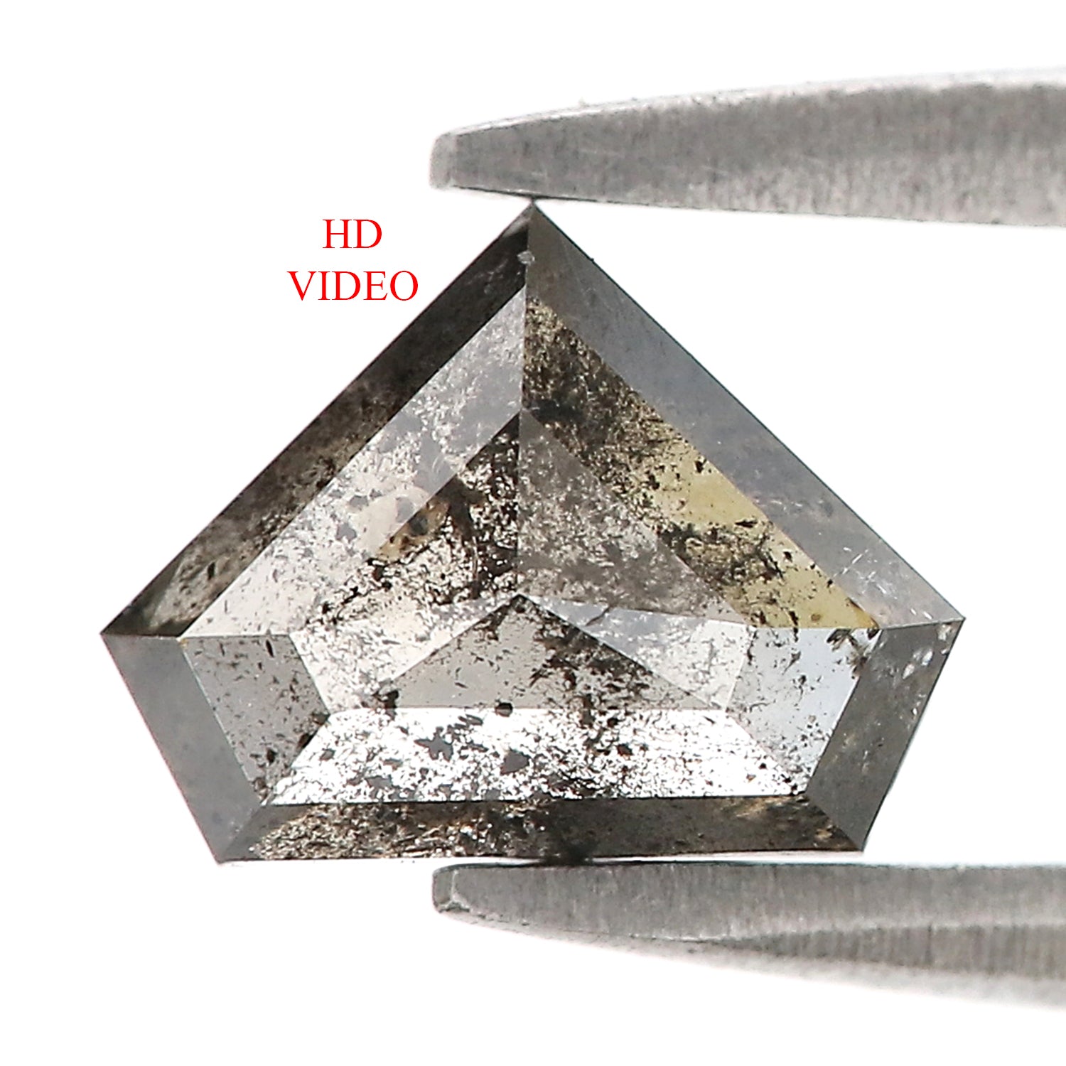 0.89 Ct Natural Loose Shield Shape Diamond Salt And Pepper Shield Cut Diamond 5.75 MM Black Gray Color Shield Shape Rose Cut Diamond QL9565