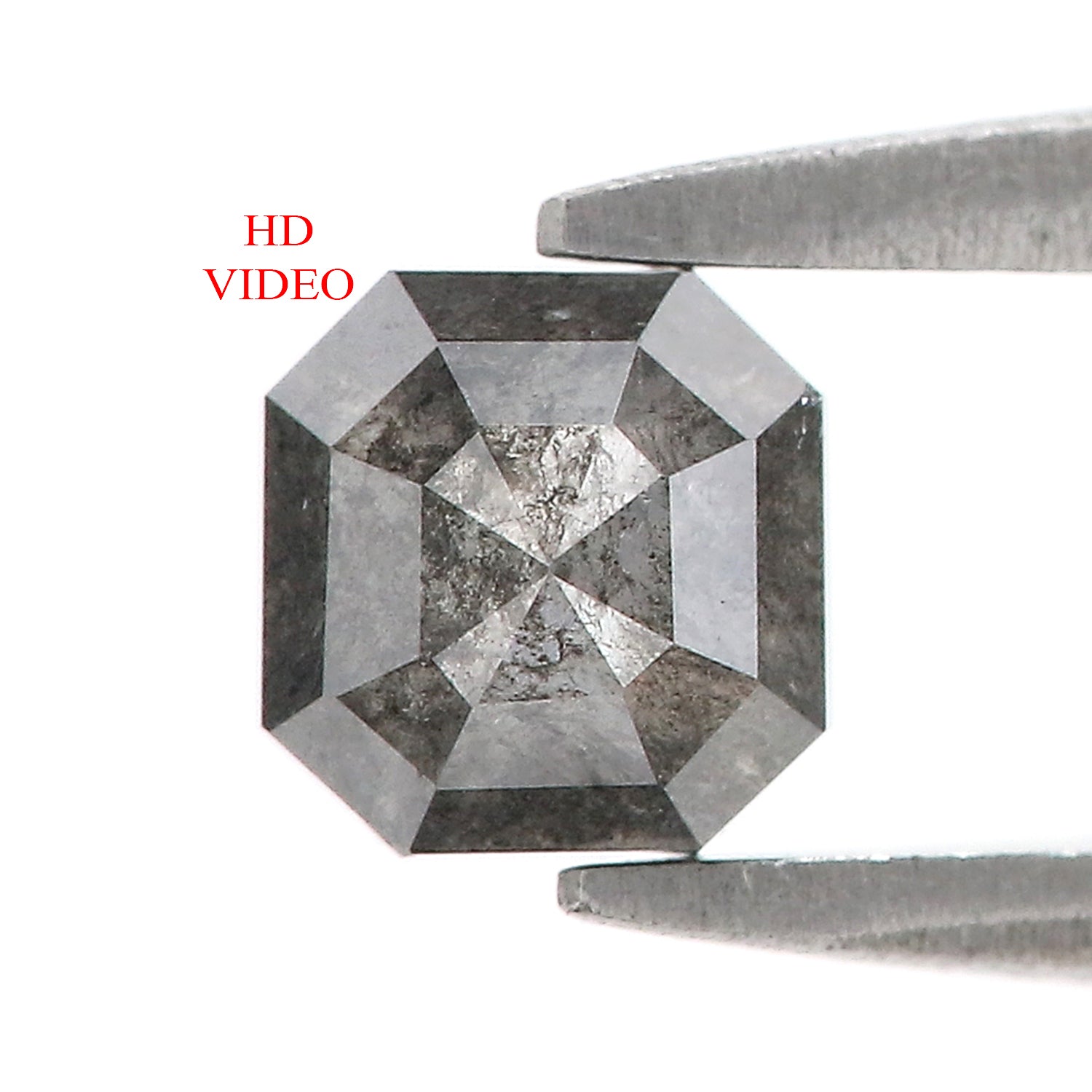 0.87 CT Natural Loose Radiant Shape Diamond Salt And Pepper Radiant Cut Diamond 4.90 MM Natural Black Grey Radiant Rose Cut Diamond LQ5859
