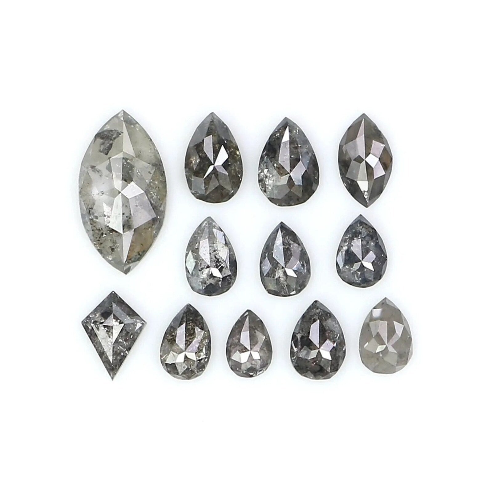 1.03 Ct Natural Loose Mix Shape Diamond Salt And Pepper Mix Shape Diamond 2.70 MM Natural Black Grey Color Mix Shape Rose Cut Diamond NQ2433