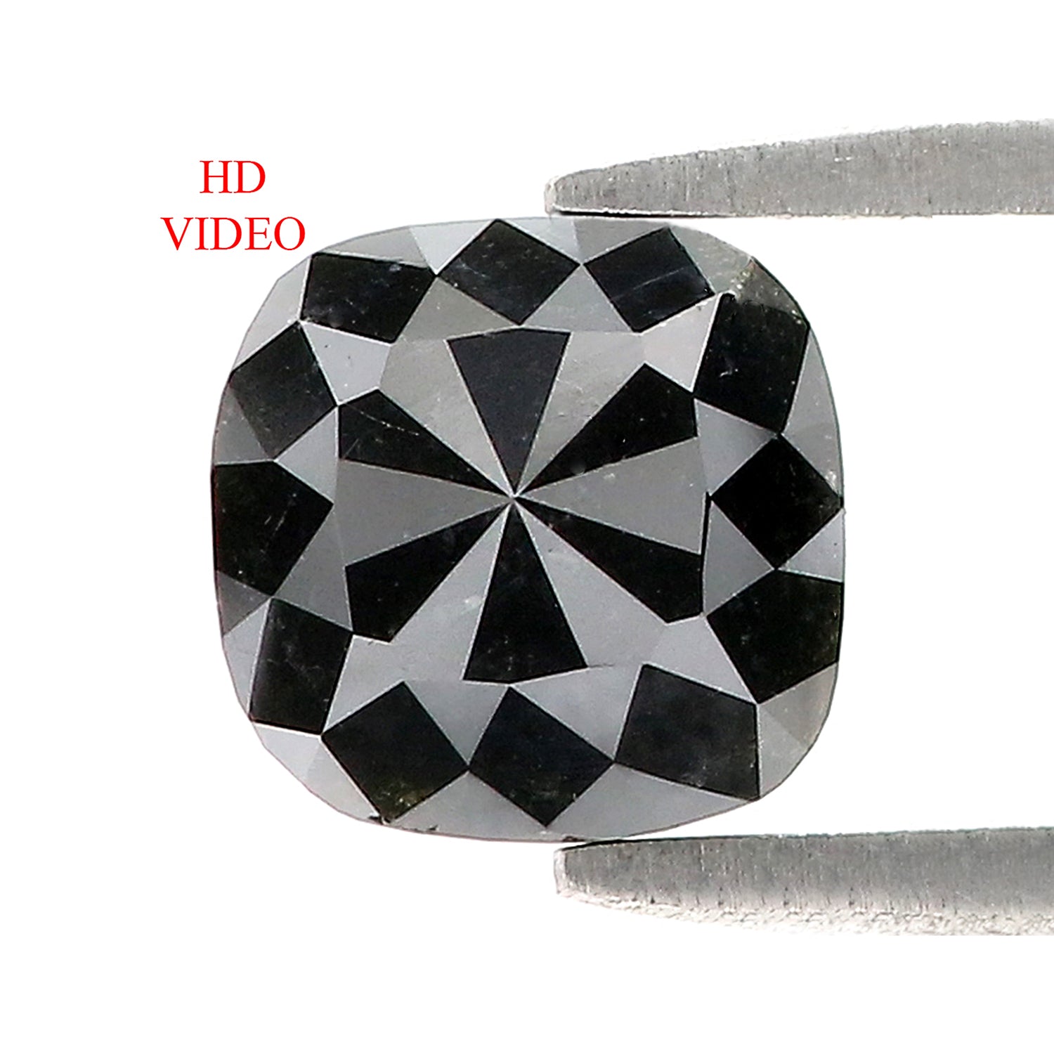 1.31 CT Natural Loose Cushion Shape Diamond Black Color Cushion Rose Cut Diamond 6.80 MM Natural Cushion Shape Black Color Diamond LQ7640