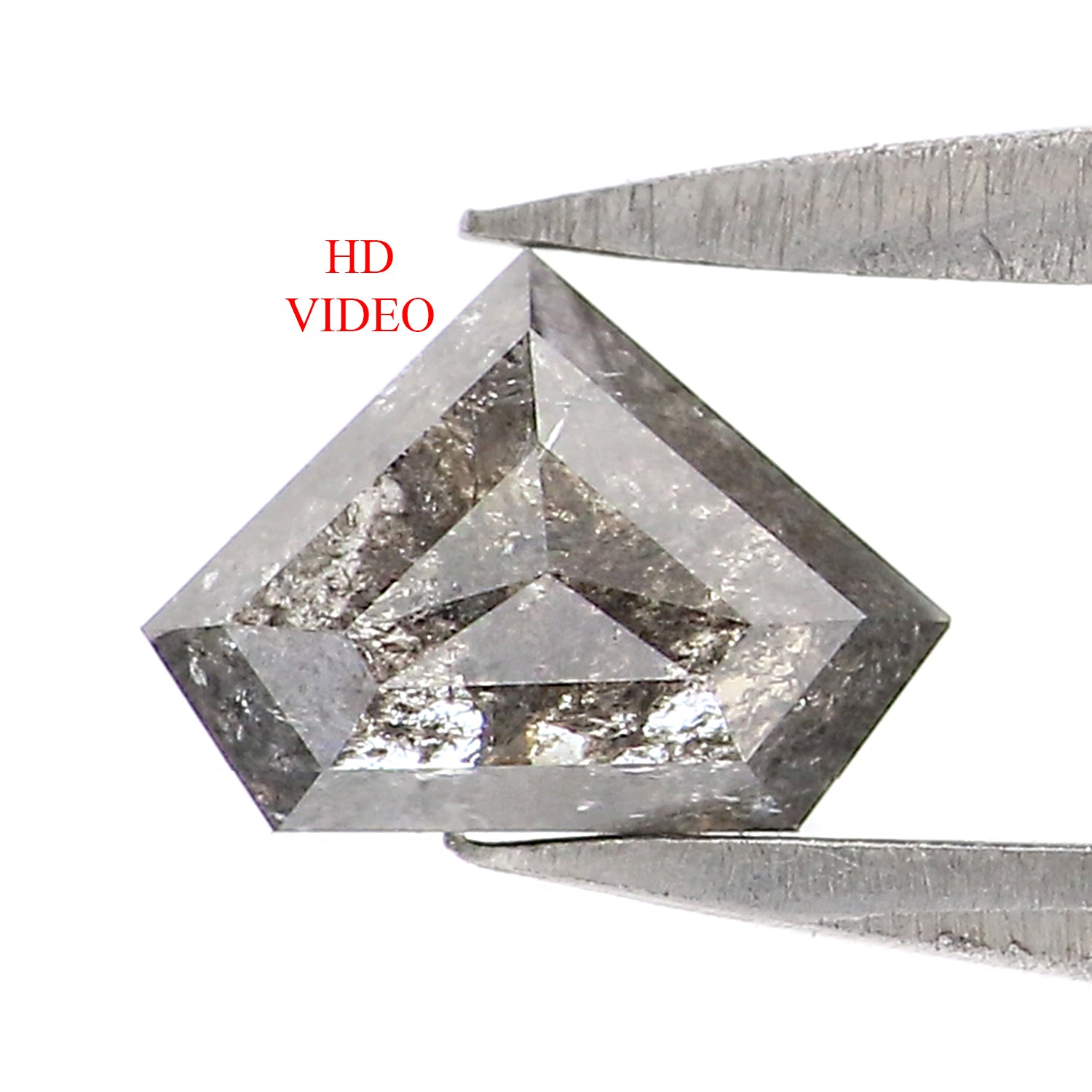 0.47 Ct Natural Loose Shield Shape Diamond Salt And Pepper Shield Diamond 4.55 MM Natural Black Gray Color Shield Rose Cut Diamond KQ2707