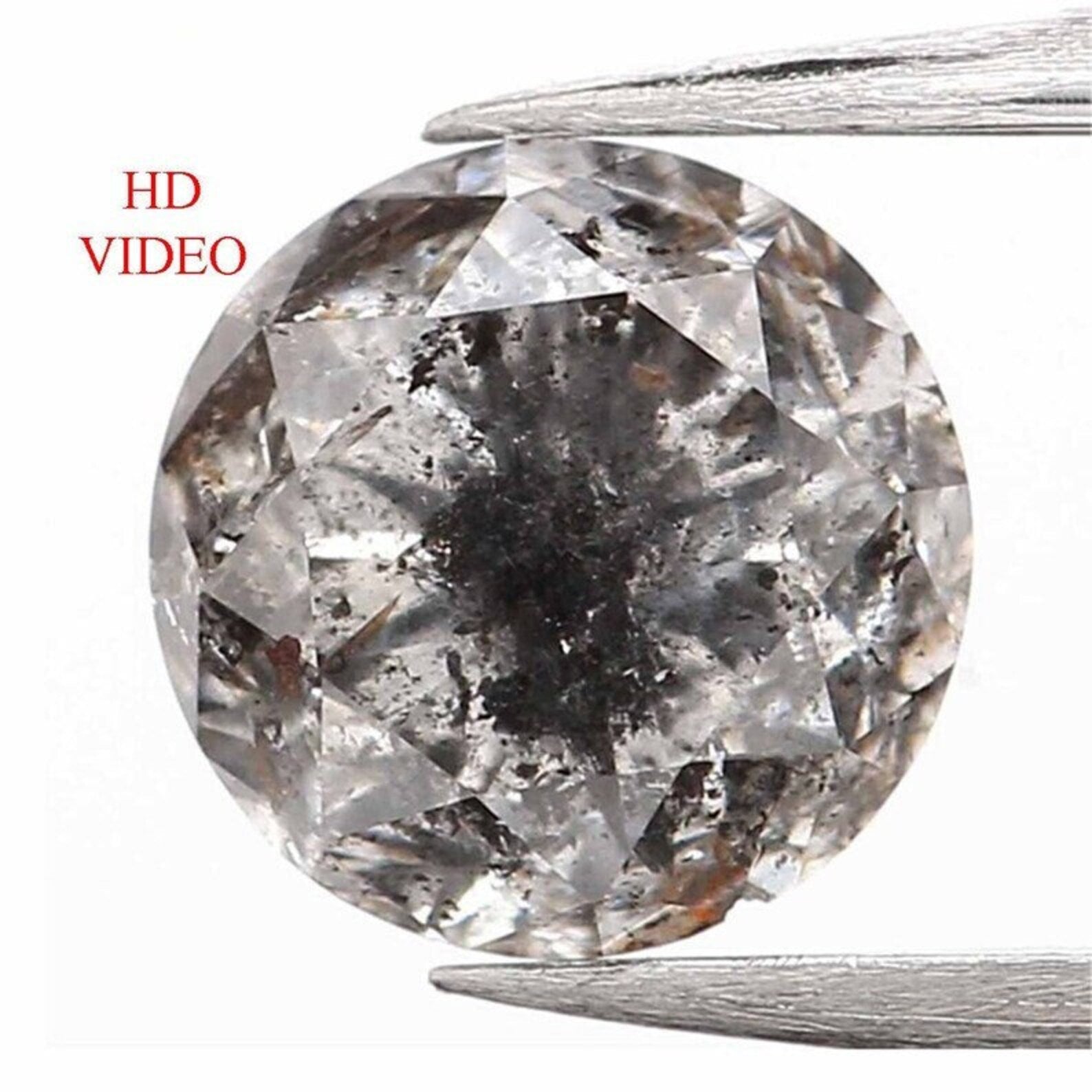 0.54 CT Natural Loose Round Shape Diamond Salt And Pepper Round Diamond 4.80 MM Natural Black Grey Color Round Brilliant Cut Diamond NQ800