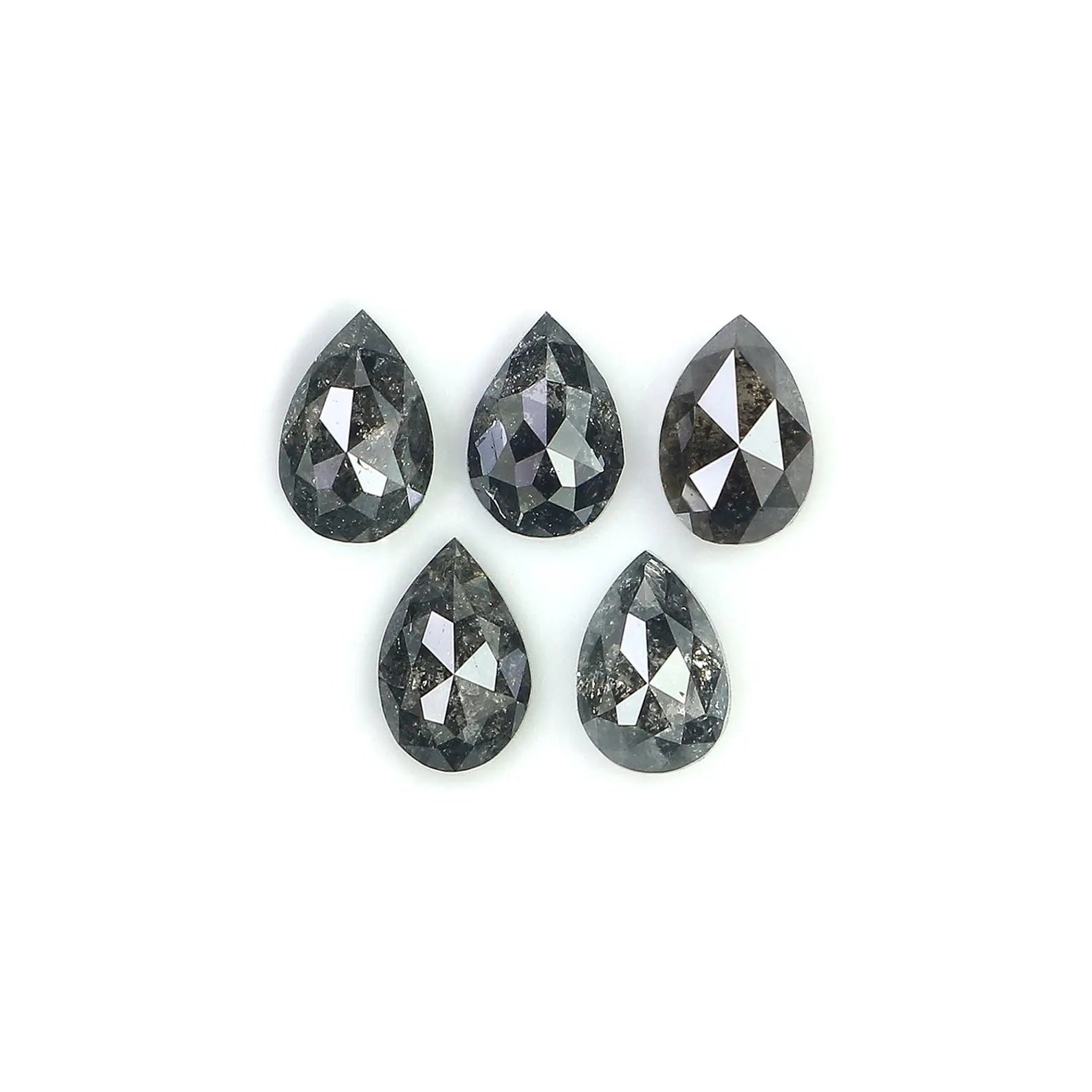 0.94 CT Natural Loose Pear Diamond Salt And Pepper Diamond 4.20 MM Natural Loose Diamond Black Grey Color Pear Shape Rose Cut Diamond NQ1568