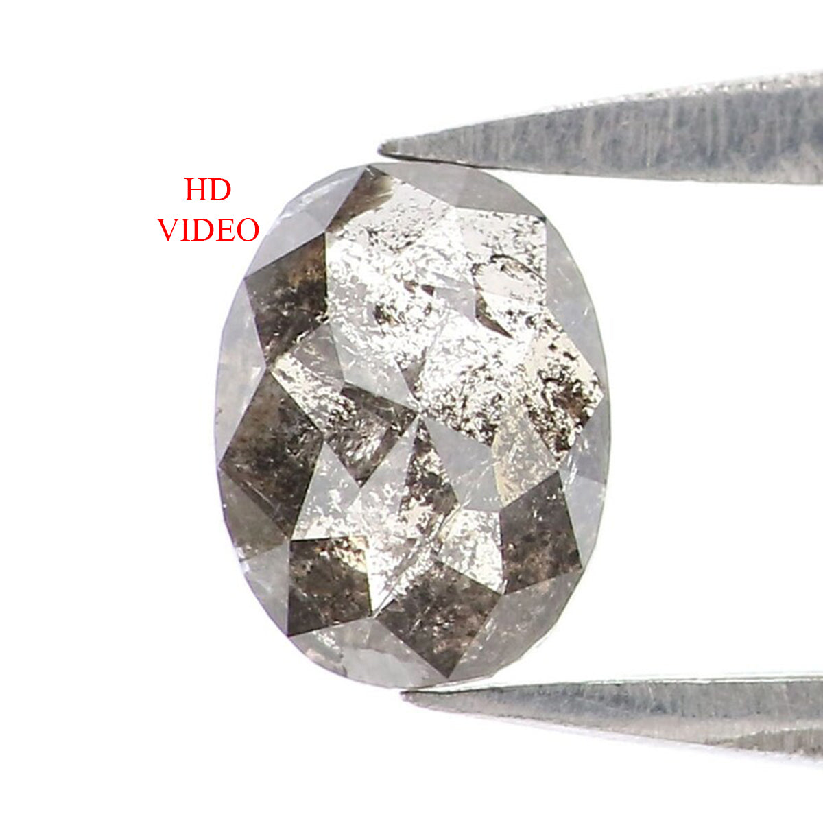 Natural Loose Oval Salt And Pepper Diamond Black Grey Color 0.40 CT 5.27 MM Oval Shape Rose Cut Diamond L2477