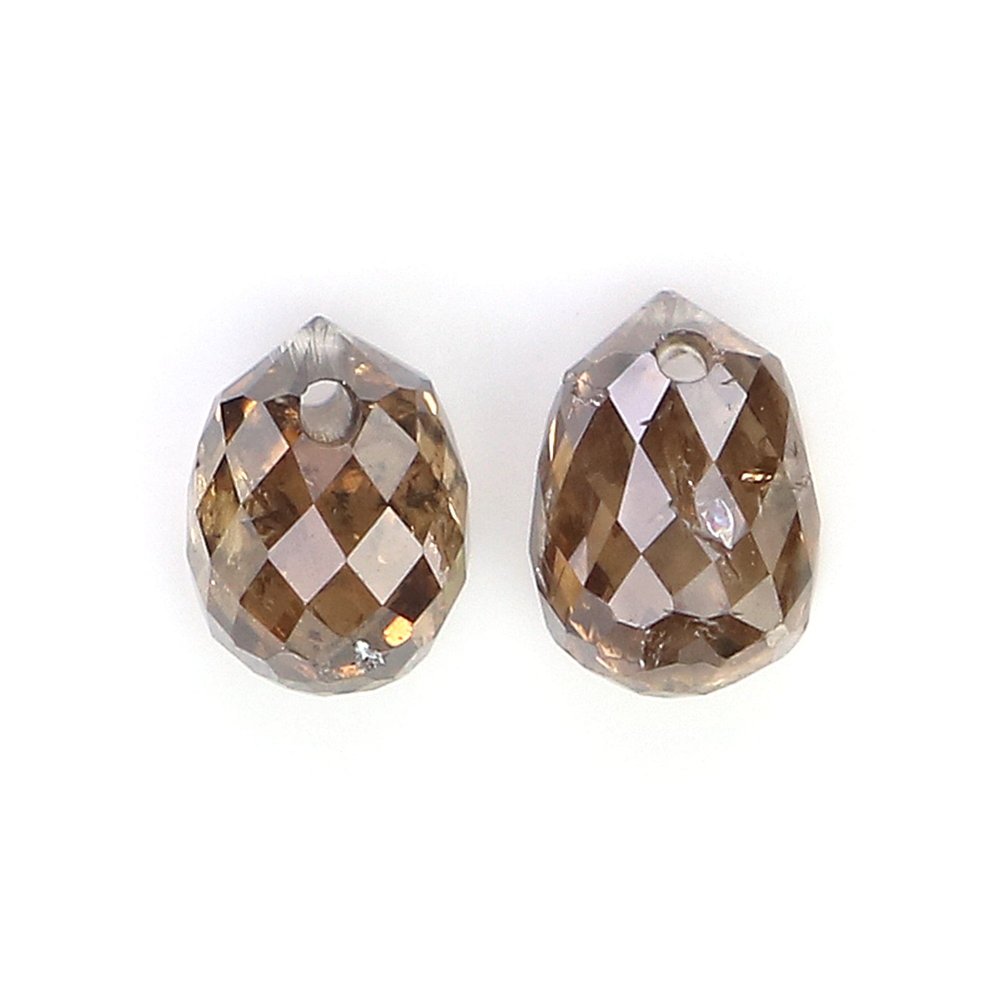 0.78 Ct Natural Loose Briolette Shape Diamond Brown Color Drop Diamond 4.20 MM Natural Loose Brown Color Briolette Rose Cut Diamond LQ9890