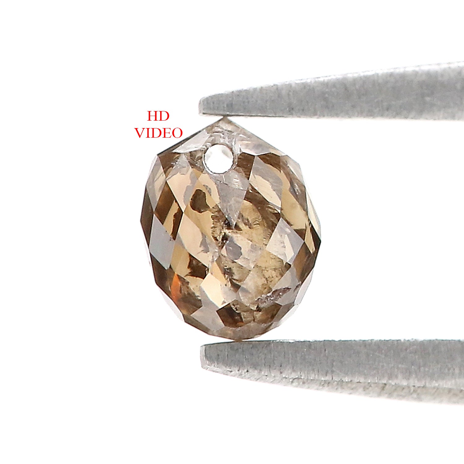 0.58 Ct Natural Loose Briolette Shape Diamond Brown Color Drop Diamond 4.70 MM Natural Loose Brown Color Briolette Rose Cut Diamond LQ9827