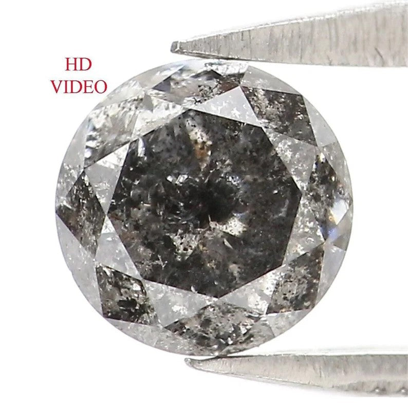 0.85 CT Natural Loose Round Shape Diamond Salt And Pepper Round Cut Diamond 5.65 MM Natural Loose Diamond Round Brilliant Cut Diamond NQ2254