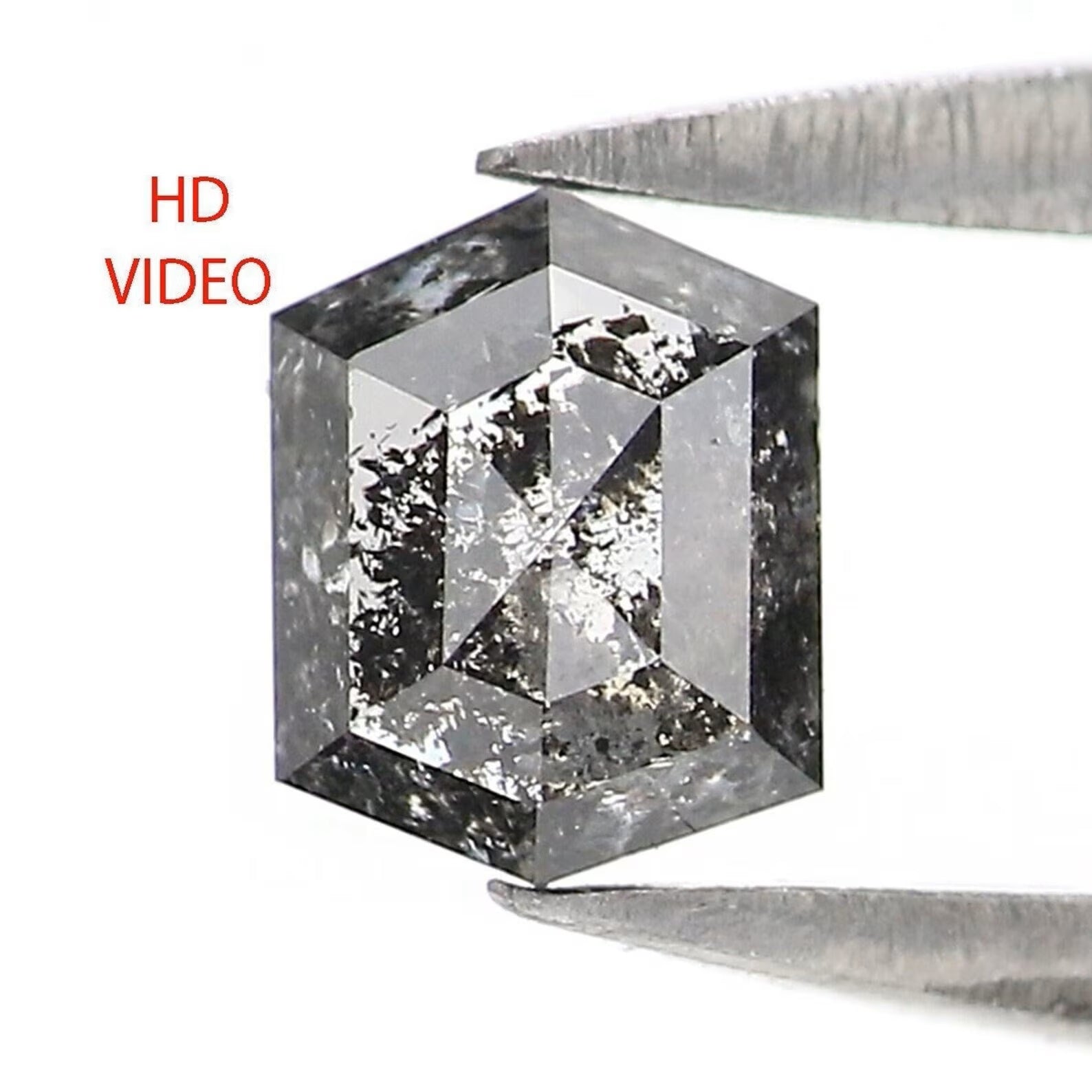 0.31 CT Natural Loose Hexagon Shape Diamond Salt And Pepper Hexagon Diamond 4.60 MM Black Gray Color Hexagon Shape Rose Cut Diamond NQ2176