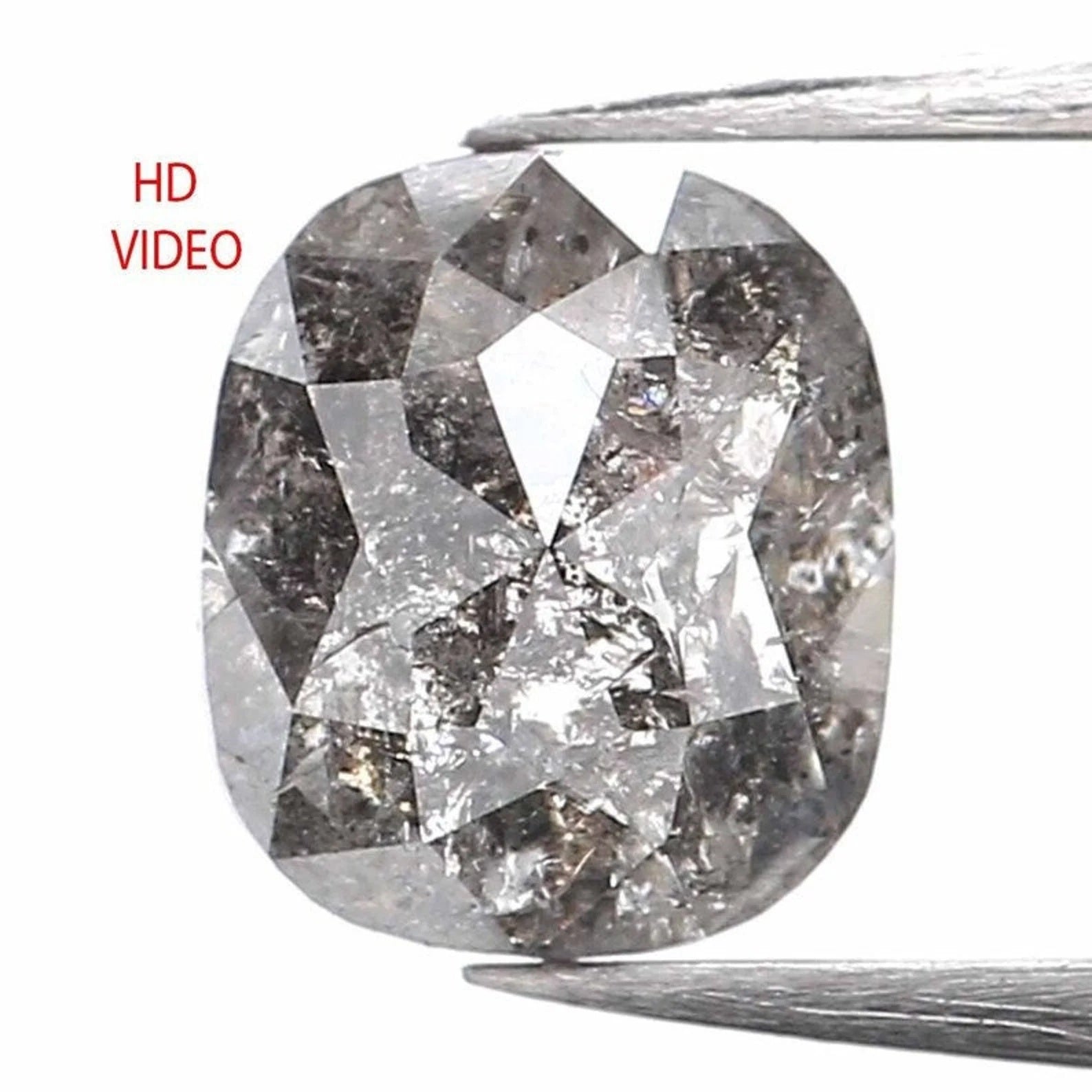 0.79 CT Natural Loose Cushion Shape Diamond Salt And Pepper Diamond 5.70 MM Natural Loose Black Grey Color Cushion Rose Cut Diamond QN723