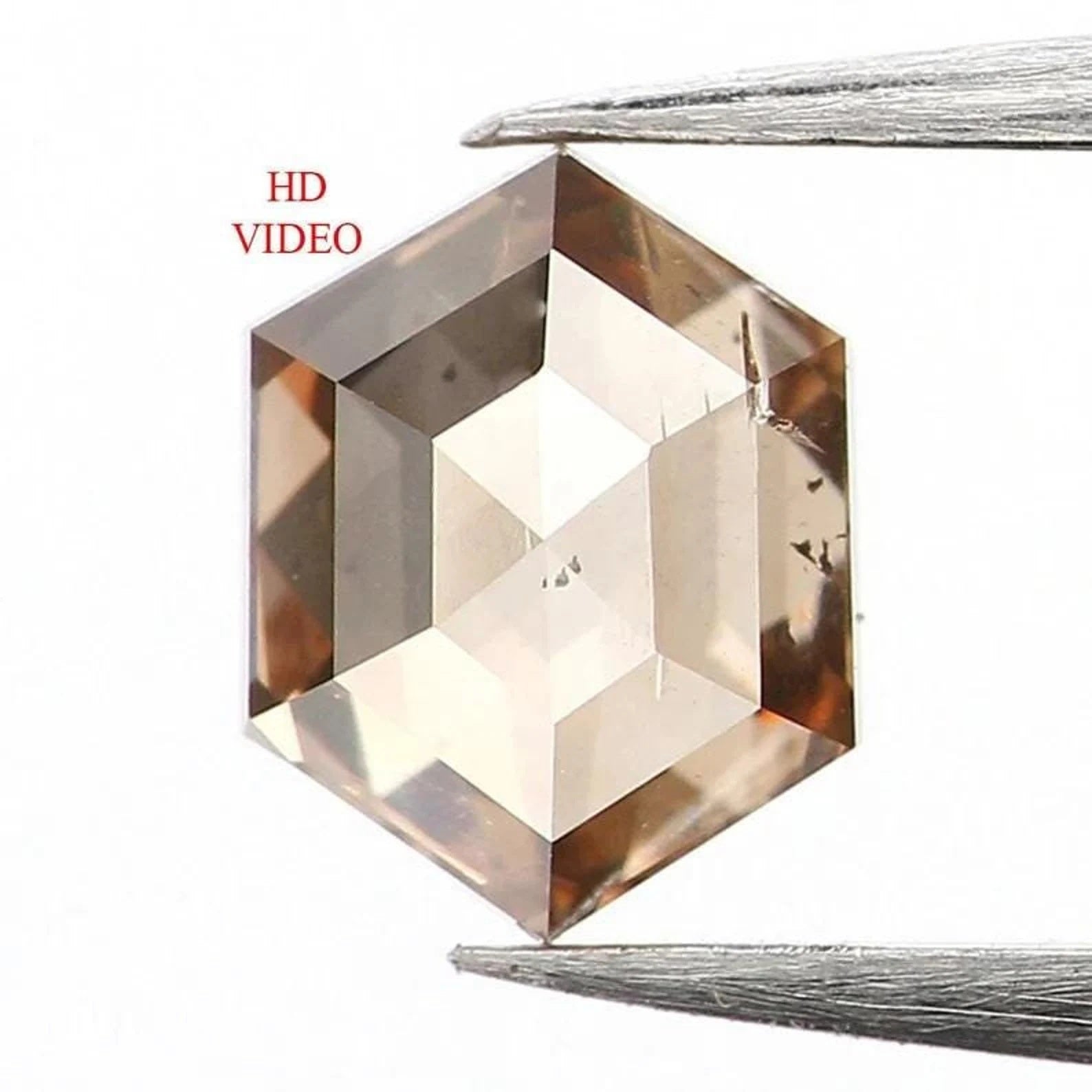 0.35 CT Natural Loose Hexagon Shape Diamond Brown Color Hexagon Diamond 4.80 MM Natural Loose Brown Color Hexagon Rose Cut Diamond NQ1218