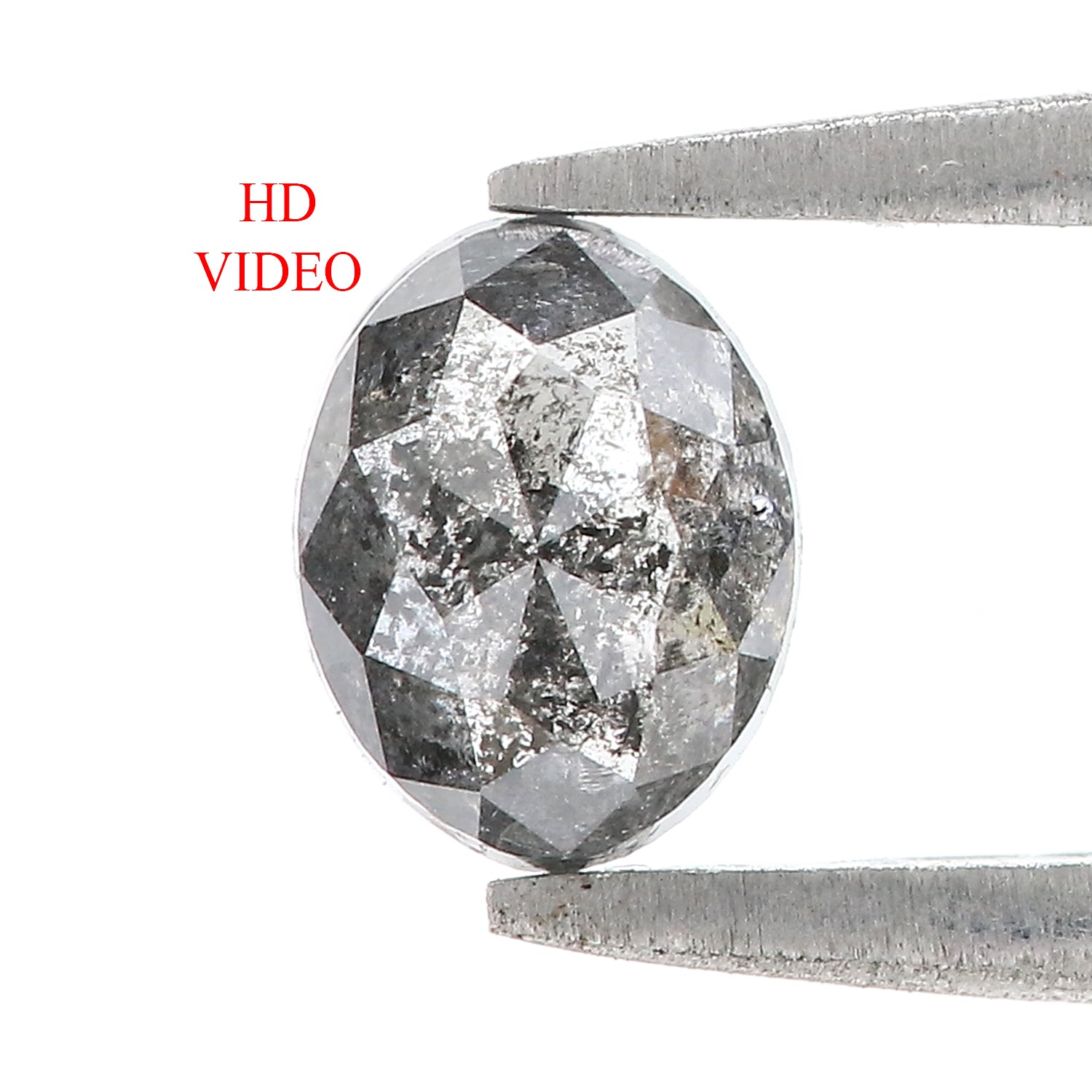0.86 CT Natural Loose Oval Shape Diamond Salt And Pepper Oval Cut Diamond 6.60 MM Natural Black Grey Color Oval Rose Cut Diamond LQ3317