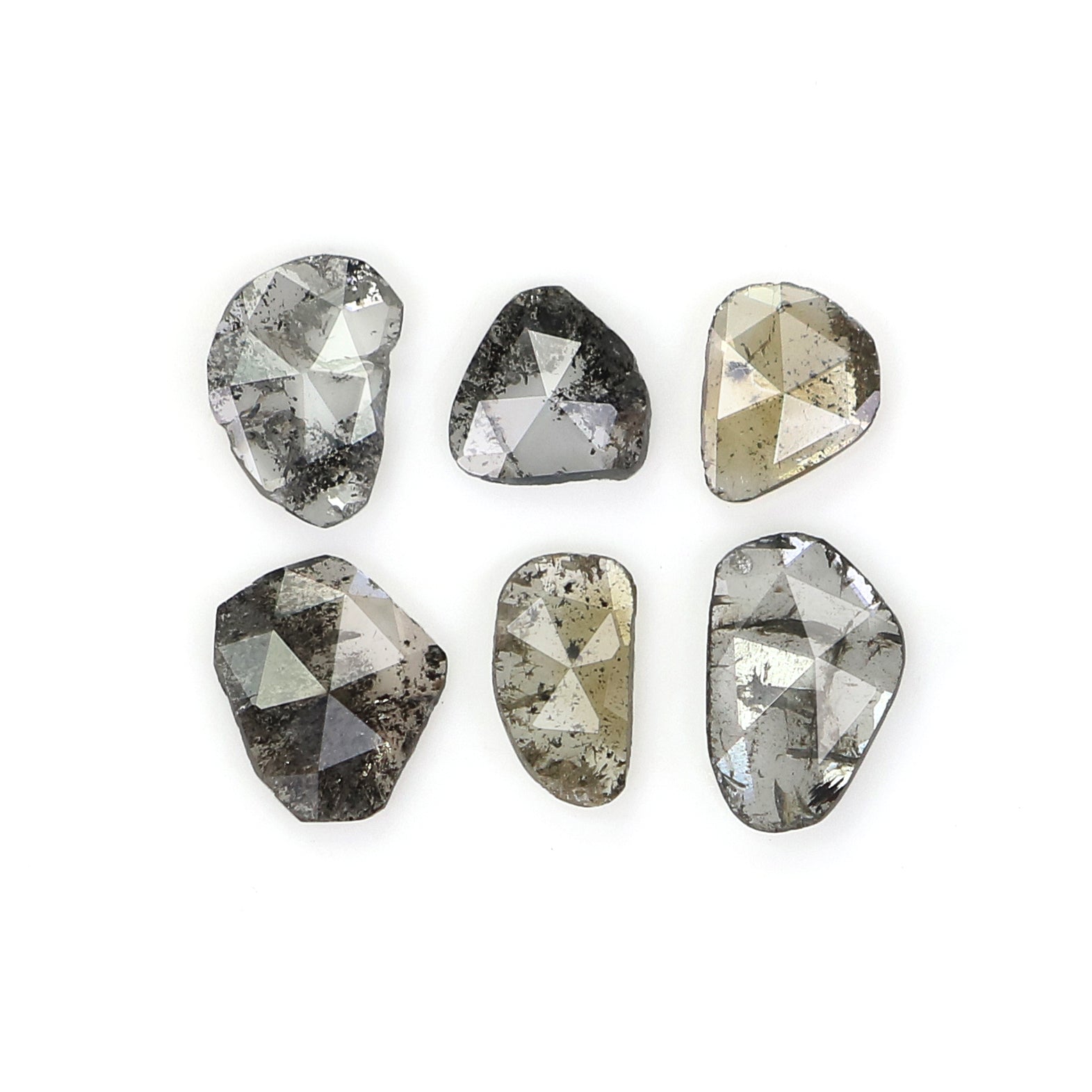 1.13 CT Natural Loose Slice Shape Diamond Salt And Pepper Slice Uncut Diamond 6.30 MM Natural Black Grey Diamond Irregular Cut Diamond L3512