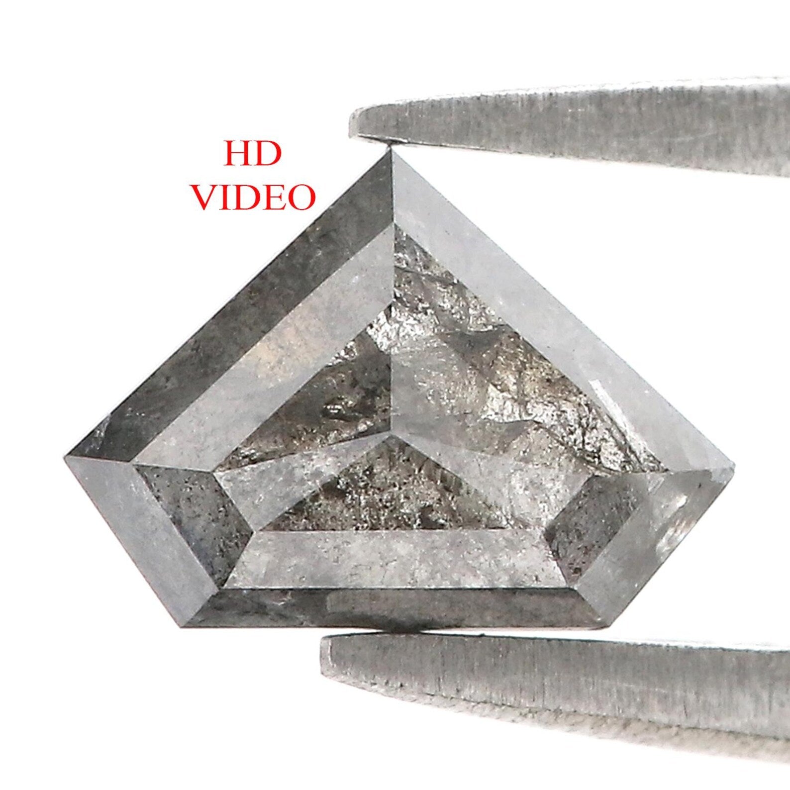 1.12 CT Natural Loose Shield Shape Diamond Salt And Pepper Shield Cut Diamond 6.05 MM Natural Diamond Shield Rose Cut Diamond QN1274