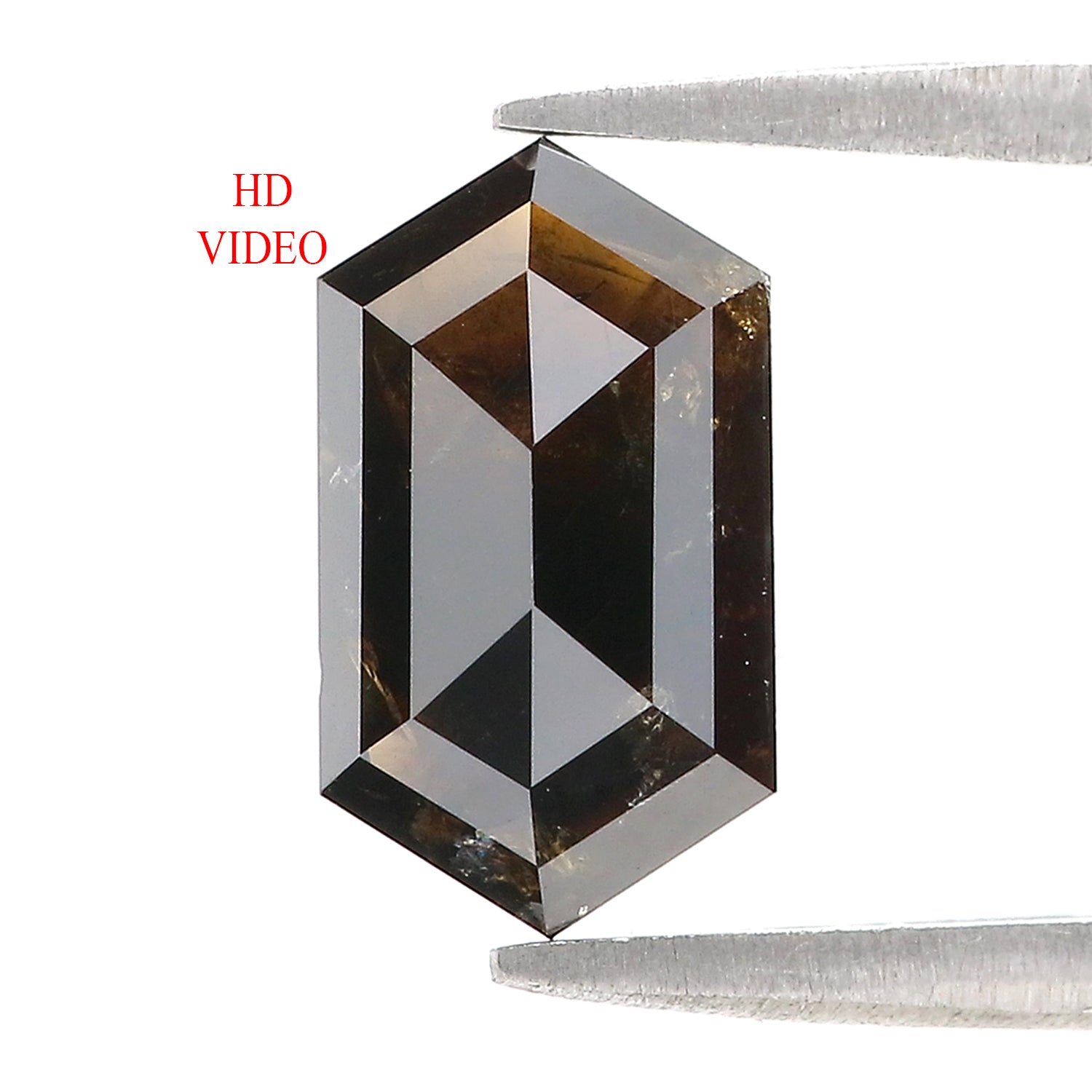 2.62 CT Natural Loose Hexagon Shape Diamond Black Color Hexagon Cut Diamond 11.50 MM Natural Brown Color Hexagon Rose Cut Diamond L3405