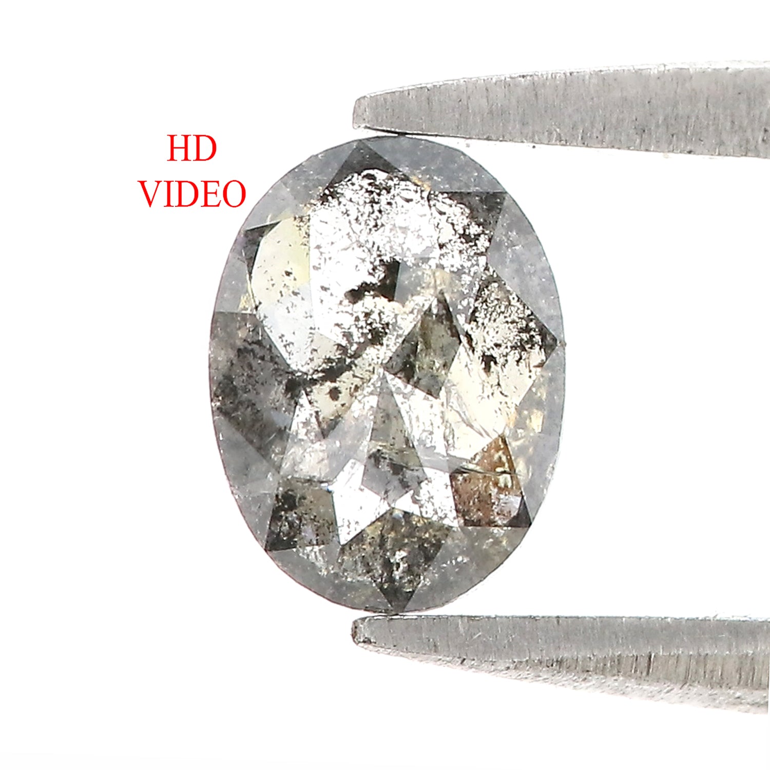 0.78 CT Natural Loose Oval Shape Diamond Salt And Pepper Oval Cut Diamond 7.00 MM Black Grey Color Oval Shape Rose Cut Diamond QL2092