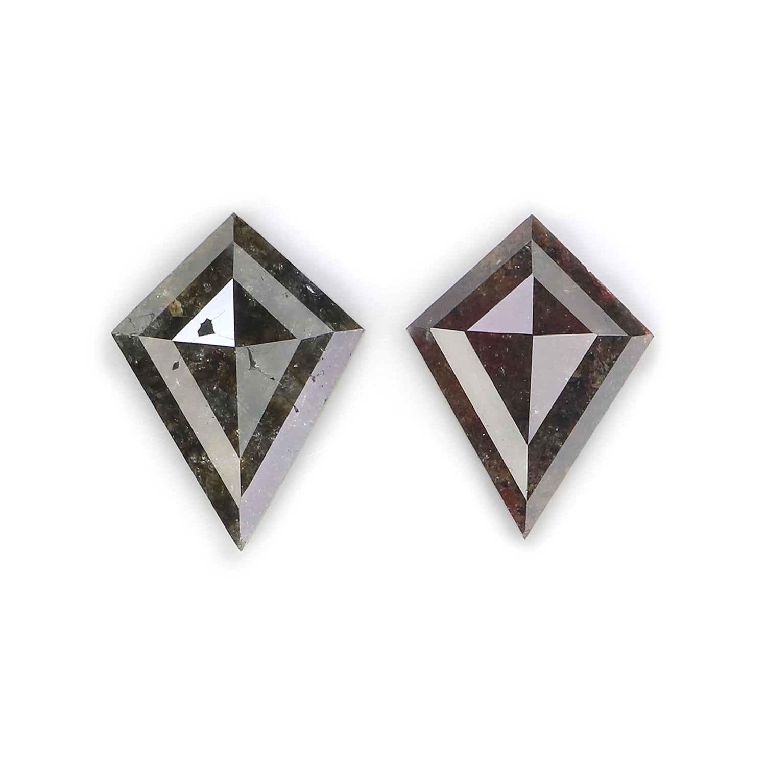 1.44 CT Natural Loose Kite Cut Pair Diamond Salt And Pepper Kite Diamond 9.00 MM Natural Loose Black Brown Color Kite Rose Cut Diamond L3448
