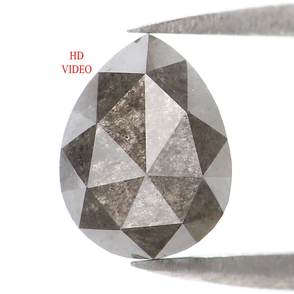 1.53 CT Natural Loose Pear Shape Diamond Salt And Pepper Pear Rose Cut Diamond 7.90 MM Black Grey Color Pear Shape Rose Cut Diamond QL8270