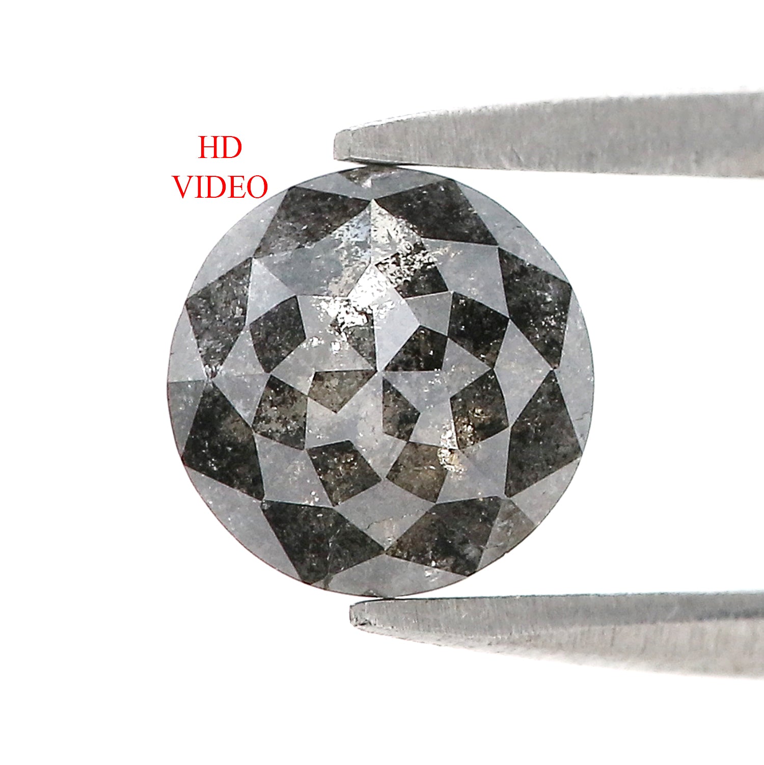1.23 Ct Natural Loose Round Rose Cut Diamond Black Color Rose Cut Diamond 6.80 MM Natural Loose Salt And Pepper Rose Cut Diamond LQ1167