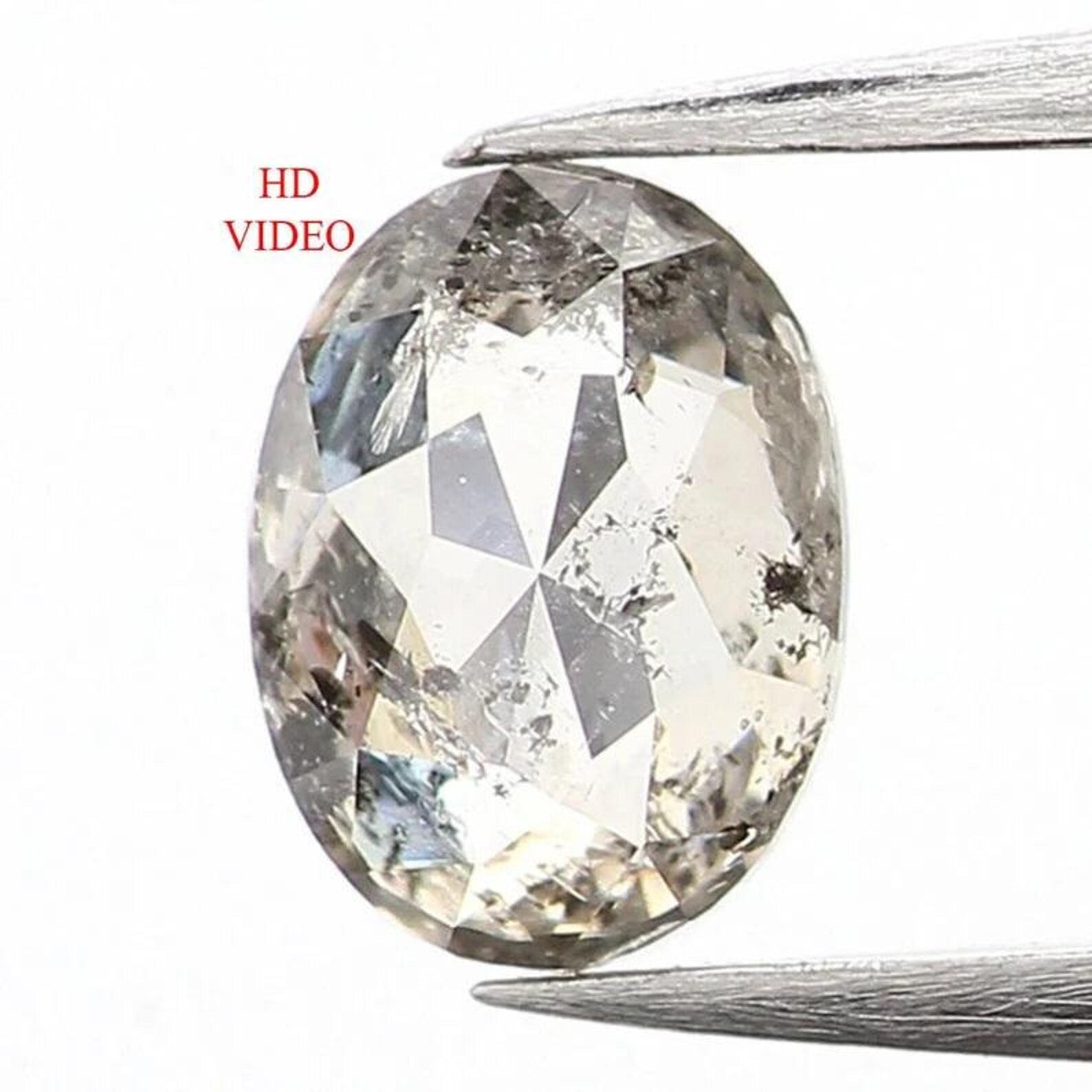 0.32 Ct Natural Loose Oval Shape Diamond Salt And Pepper Oval Cut Diamond 4.90 MM Natural Black Grey Color Oval Rose Cut Diamond NQ1013