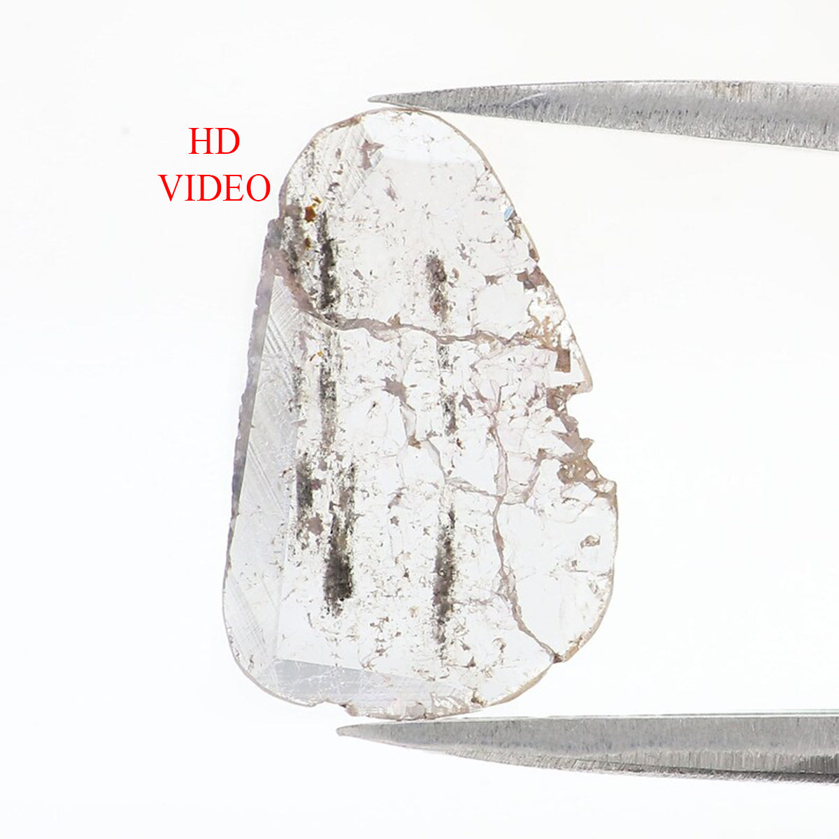 0.96 CT Natural Loose Slice Shape Diamond Salt And Pepper Slice Uncut Diamond 14.80 MM Black Grey Color Slice Irregular Cut Diamond LQ9702