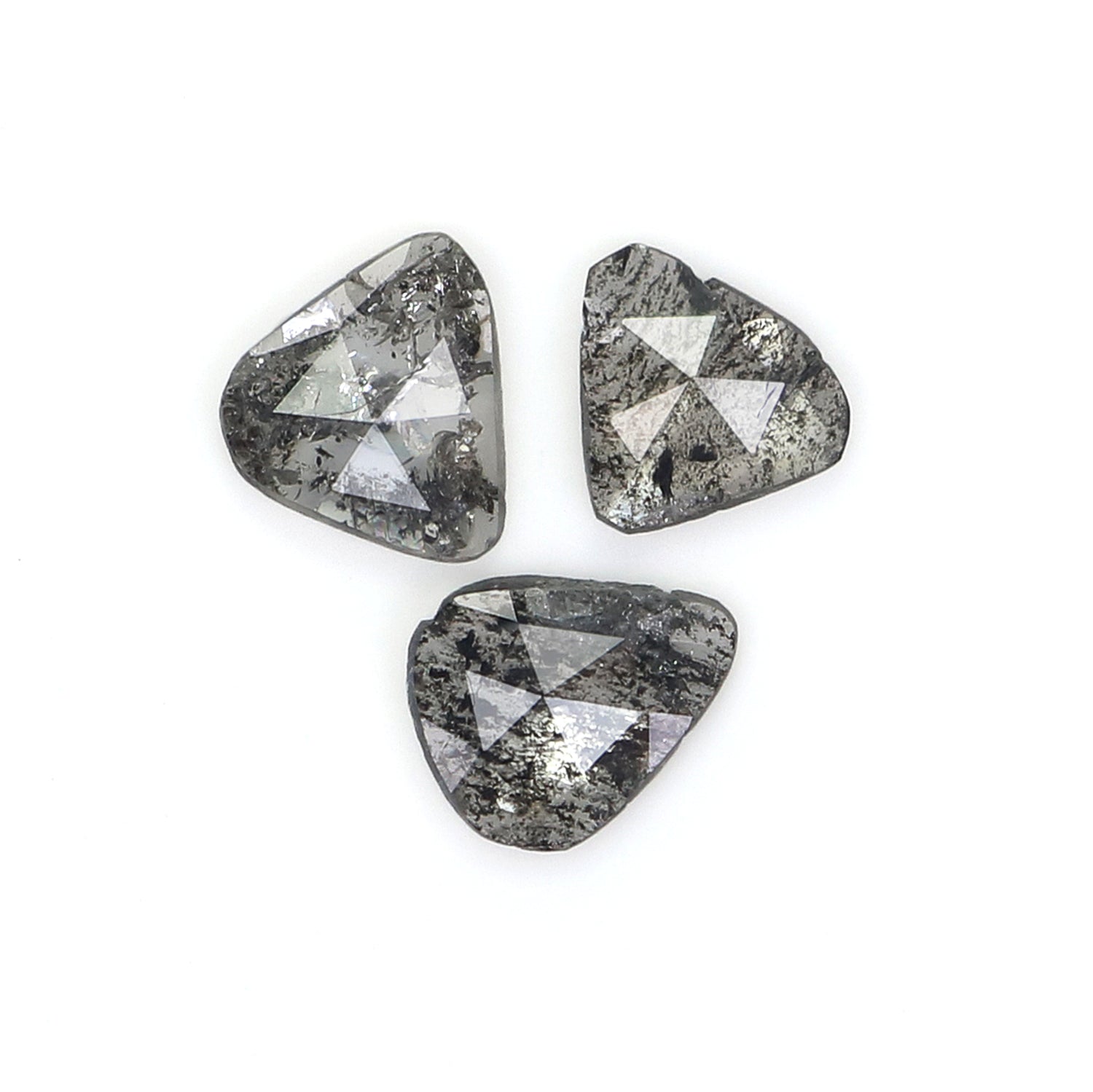 0.82 CT Natural Loose Slice Shape Diamond Salt And Pepper Slice Uncut Diamond 6.30 MM Natural Black Grey Color Slice Rose Cut Diamond N2629