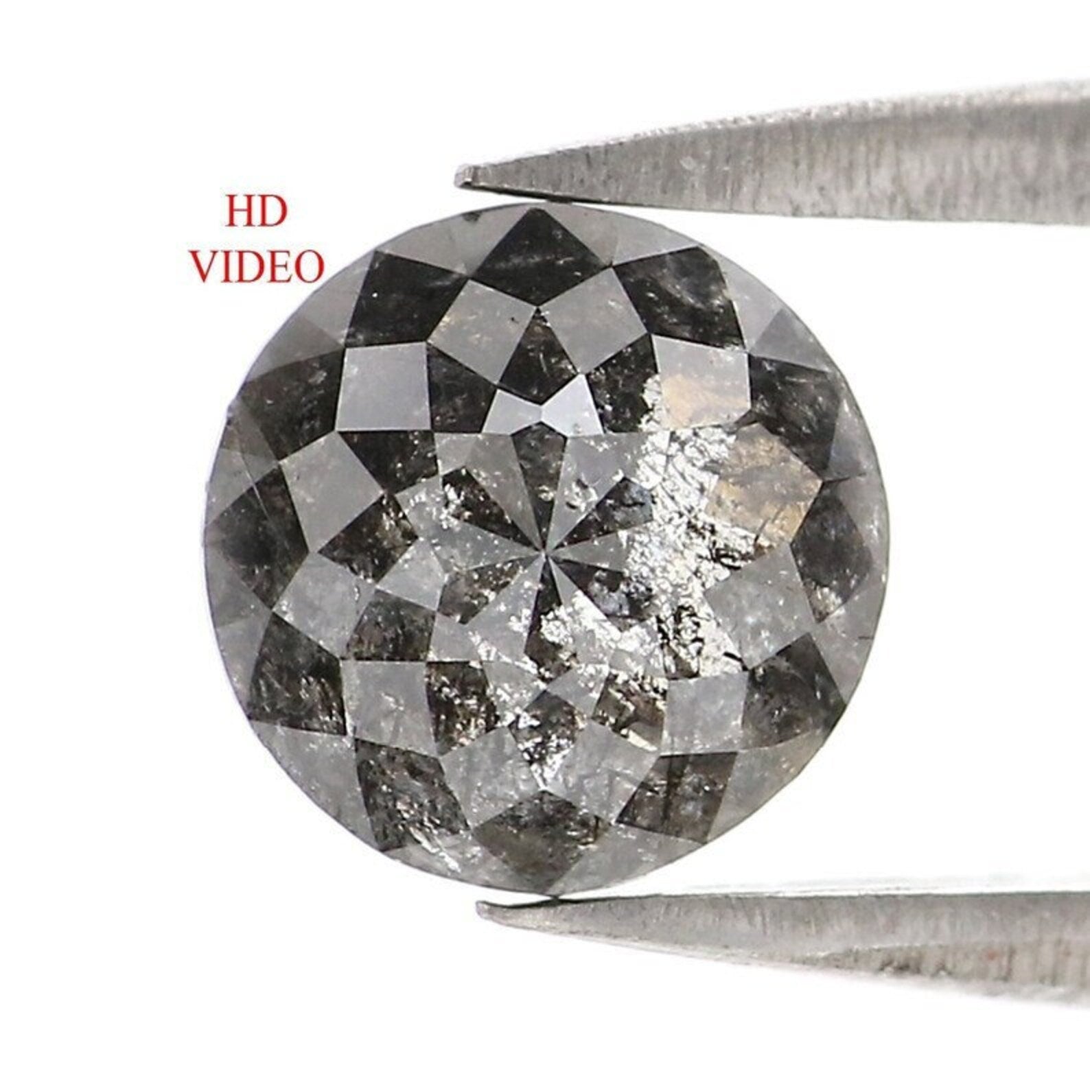 1.16 CT Natural Loose Round Rose Cut Diamond Salt And Pepper Round Shape Diamond 6.40 MM Natural Black Grey Color Rose Cut Diamond QN9777
