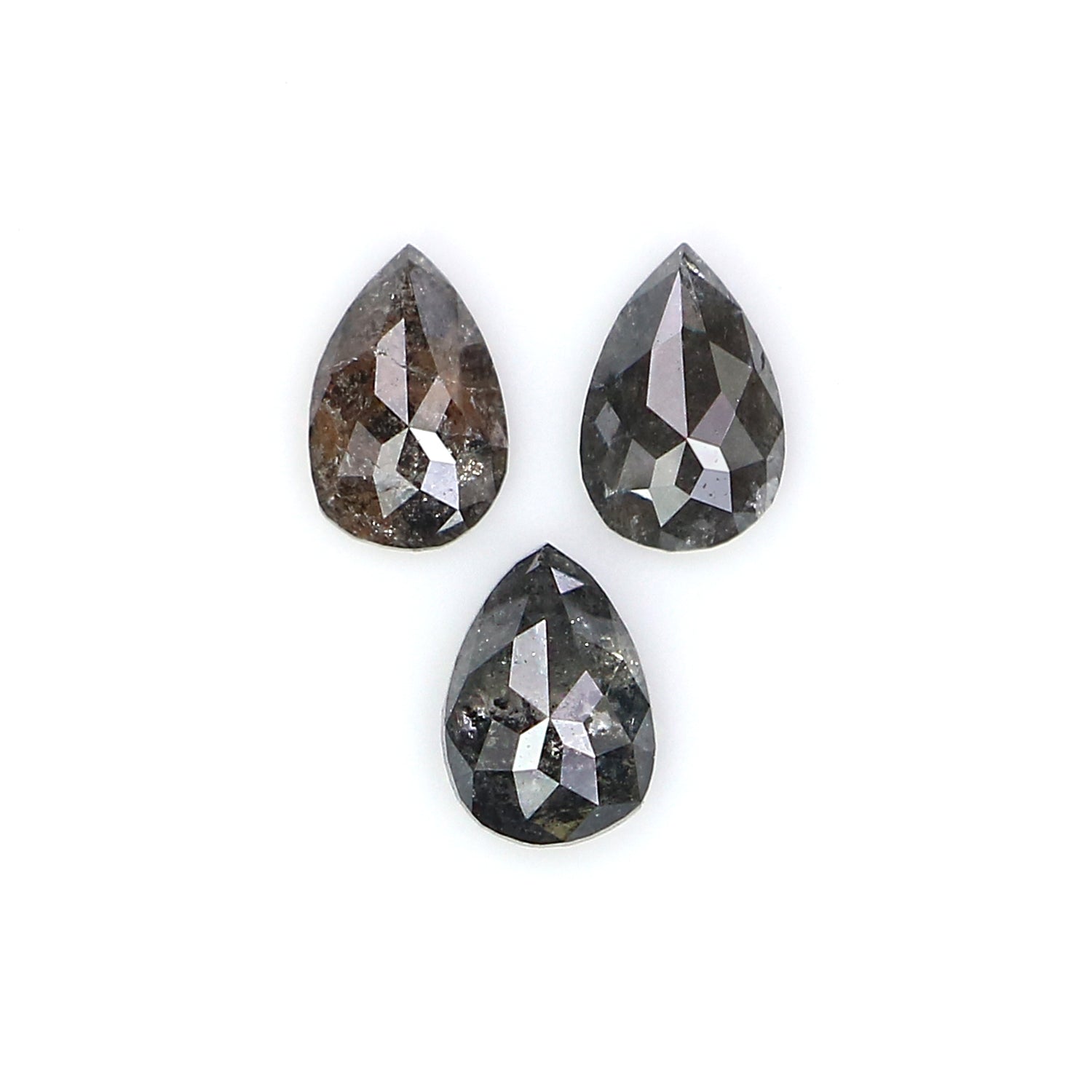 0.60 CT Natural Loose Pear Shape Diamond Salt And Pepper Pear Diamond 4.55 MM Natural Loose Black Grey Color Pear Rose Cut Diamond KQ2700