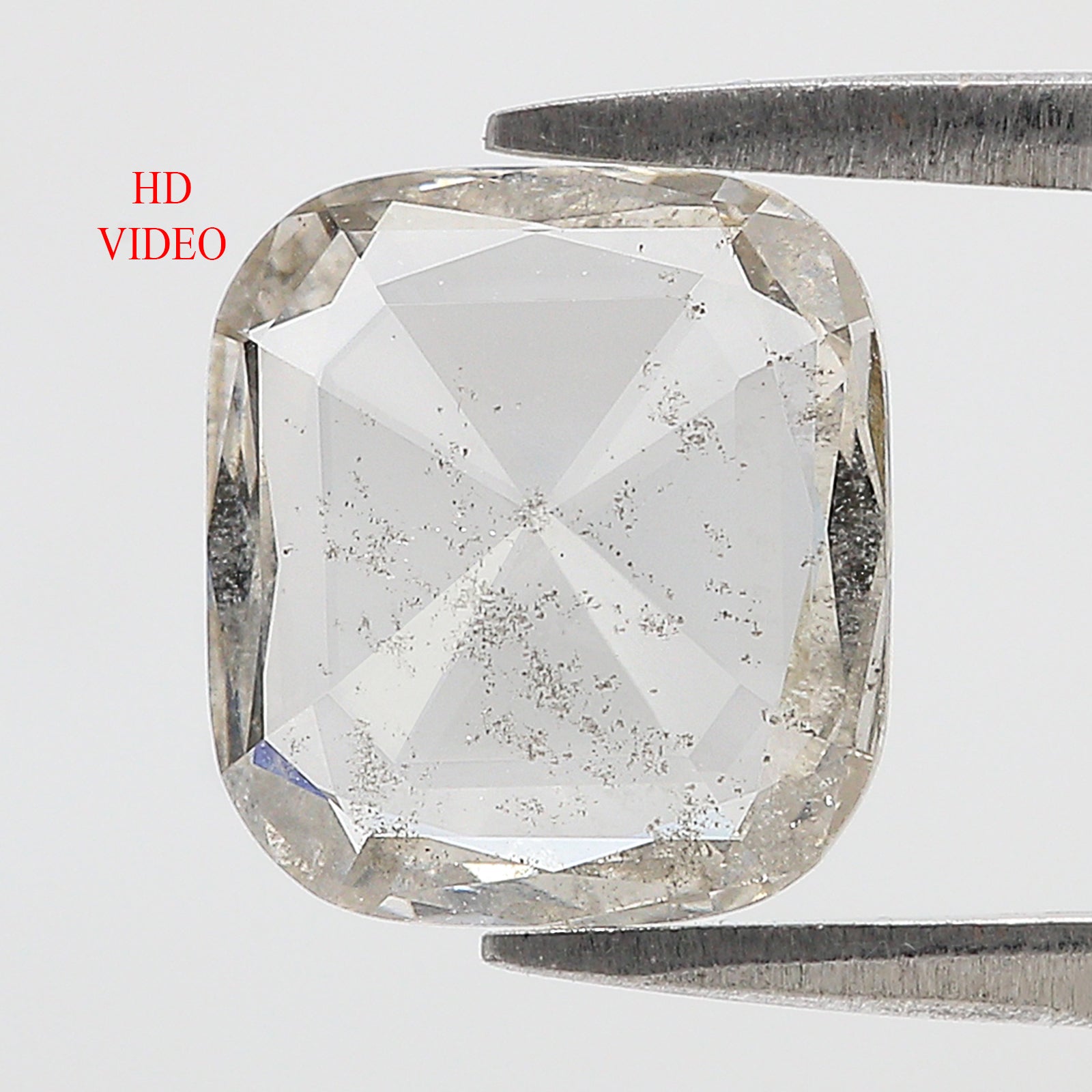 1.93 CT Cushion Rose Cut Salt And Pepper Lab Grown 10.30 MM Loose Diamond CVD Fancy Black Grey Color Lab Created Antique Cut Diamonds KDL3517