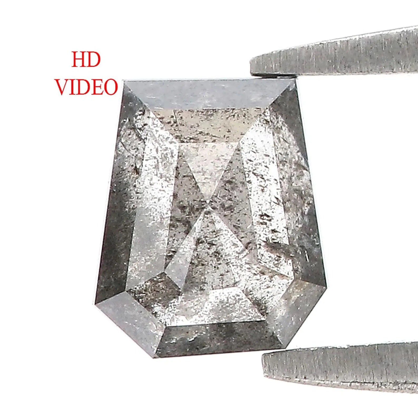 0.96 CT Natural Loose Coffin Shape Diamond Salt And Pepper Coffin Cut Diamond 6.25 MM Black Grey Color Coffin Shape Rose Cut Diamond QN1097