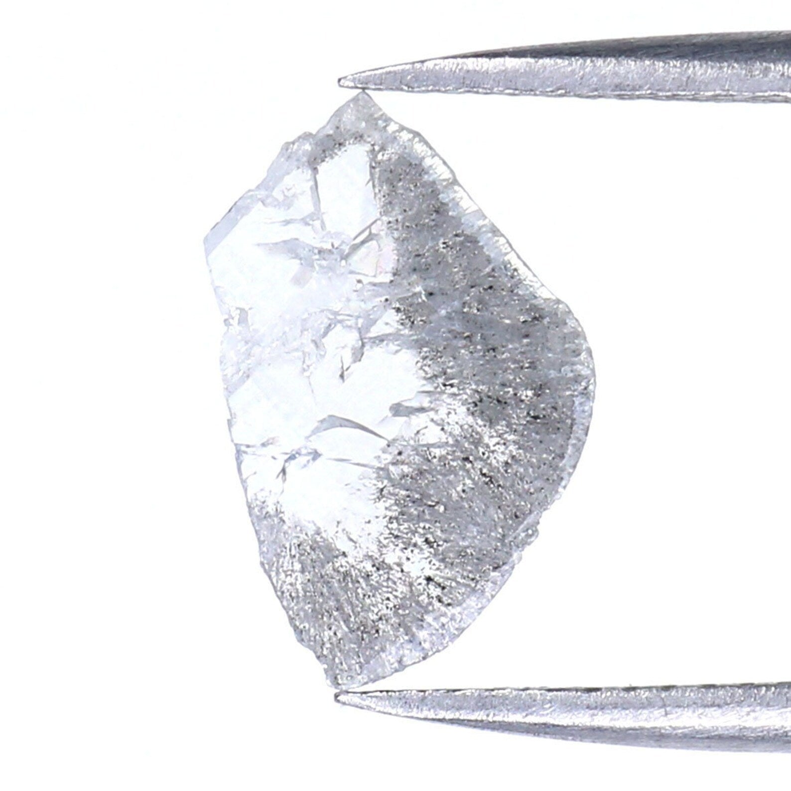 0.52 CT Natural Loose Slice Shape Diamond Salt And Pepper Diamond 12.50 MM Natural Loose Black Grey Color Slice Irregular Cut Diamond NQ7870