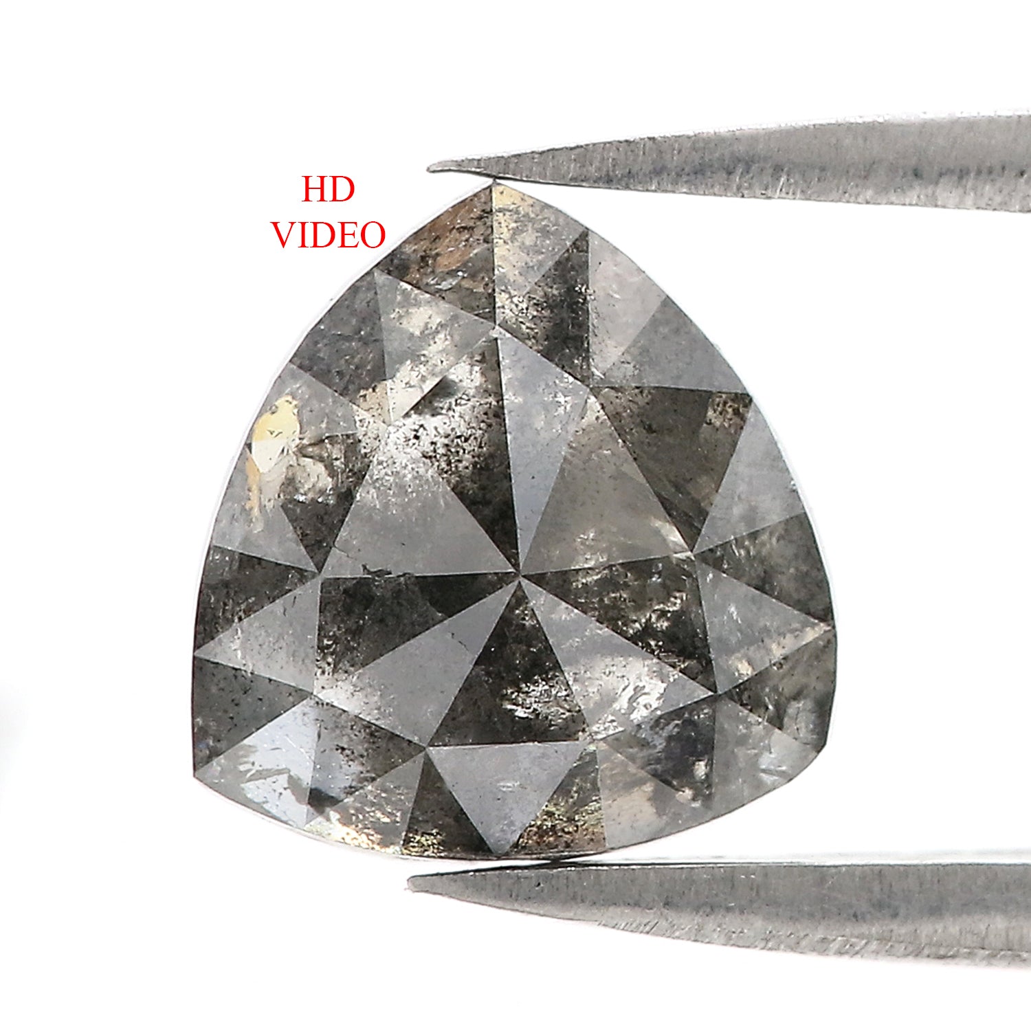 2.60 Ct Natural Loose Triangle Shape Diamond Salt And Pepper Diamond 9.20 MM Natural Diamond Black Grey Color Triangle Cut Diamond LQ3042