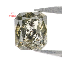 Natural Loose Radiant Salt And Pepper Diamond Green Black Color 0.48 CT 4.65 MM Radiant Shape Rose Cut Diamond L8687