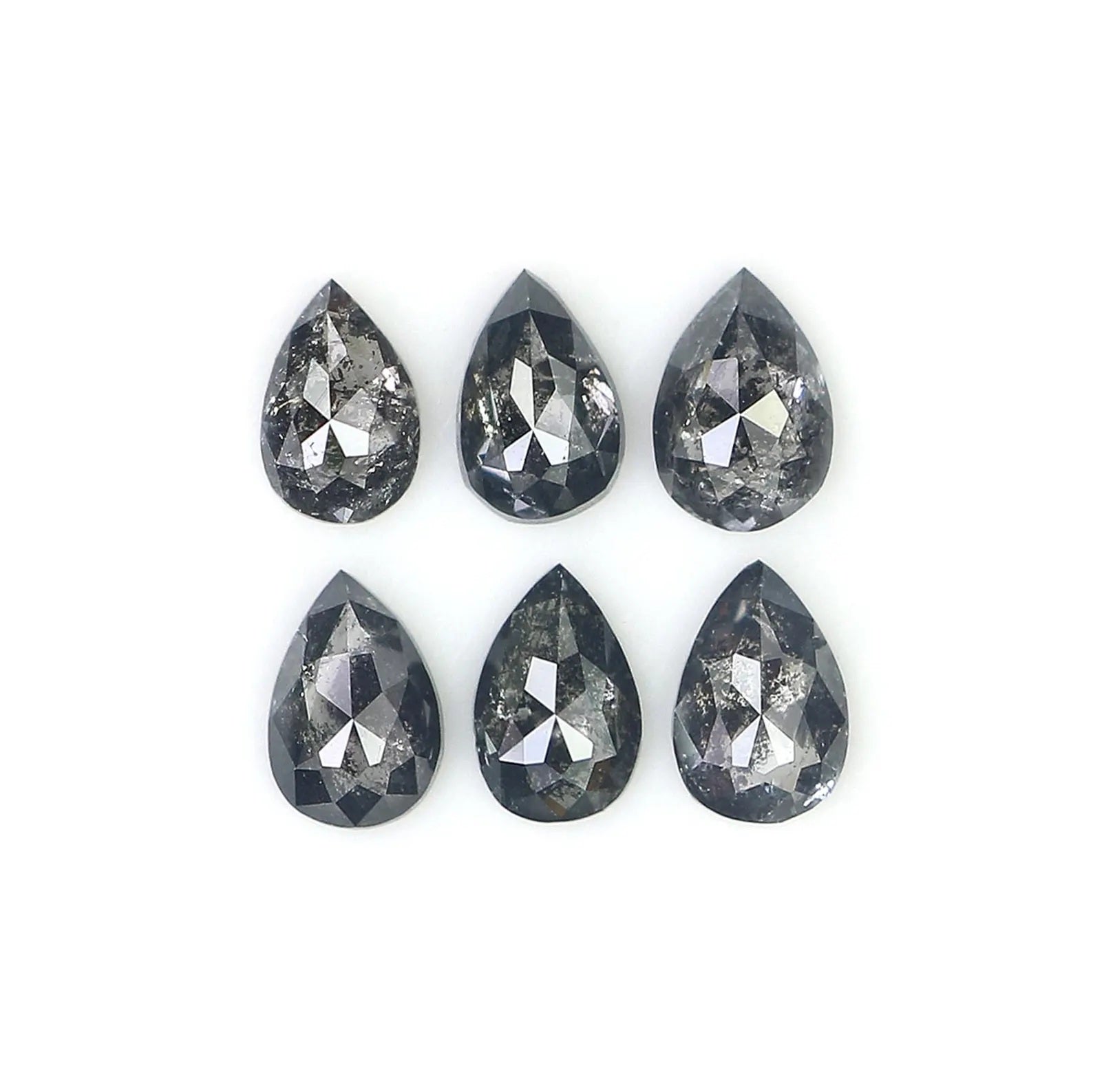 0.97 CT Natural Loose Pear Shape Diamond Salt And Pepper Pear Diamond 4.20 MM Natural Loose Black Grey Color Pear Rose Cut Diamond NQ1566